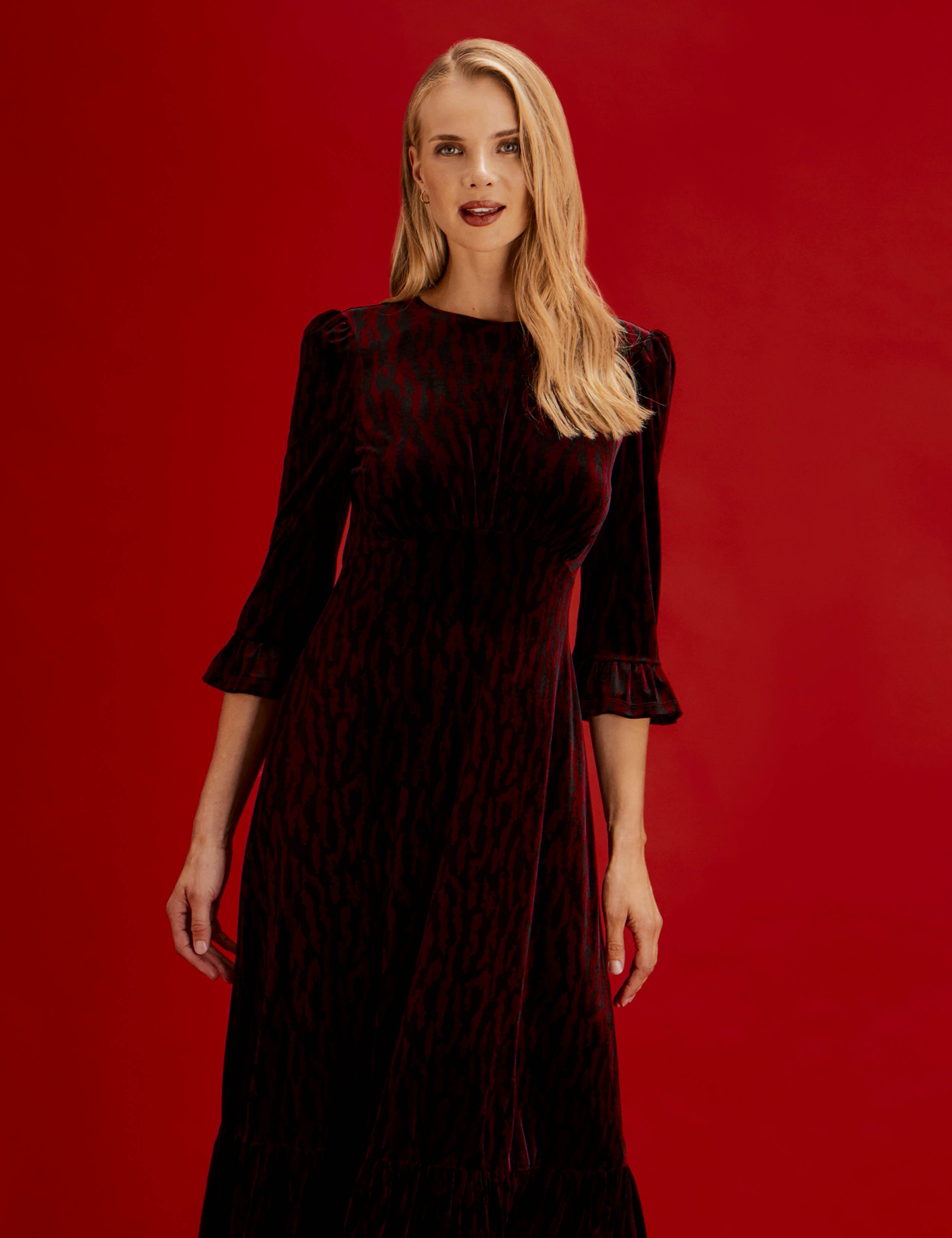 Velvet Animal Print Midi Tea Dress 7 of 10