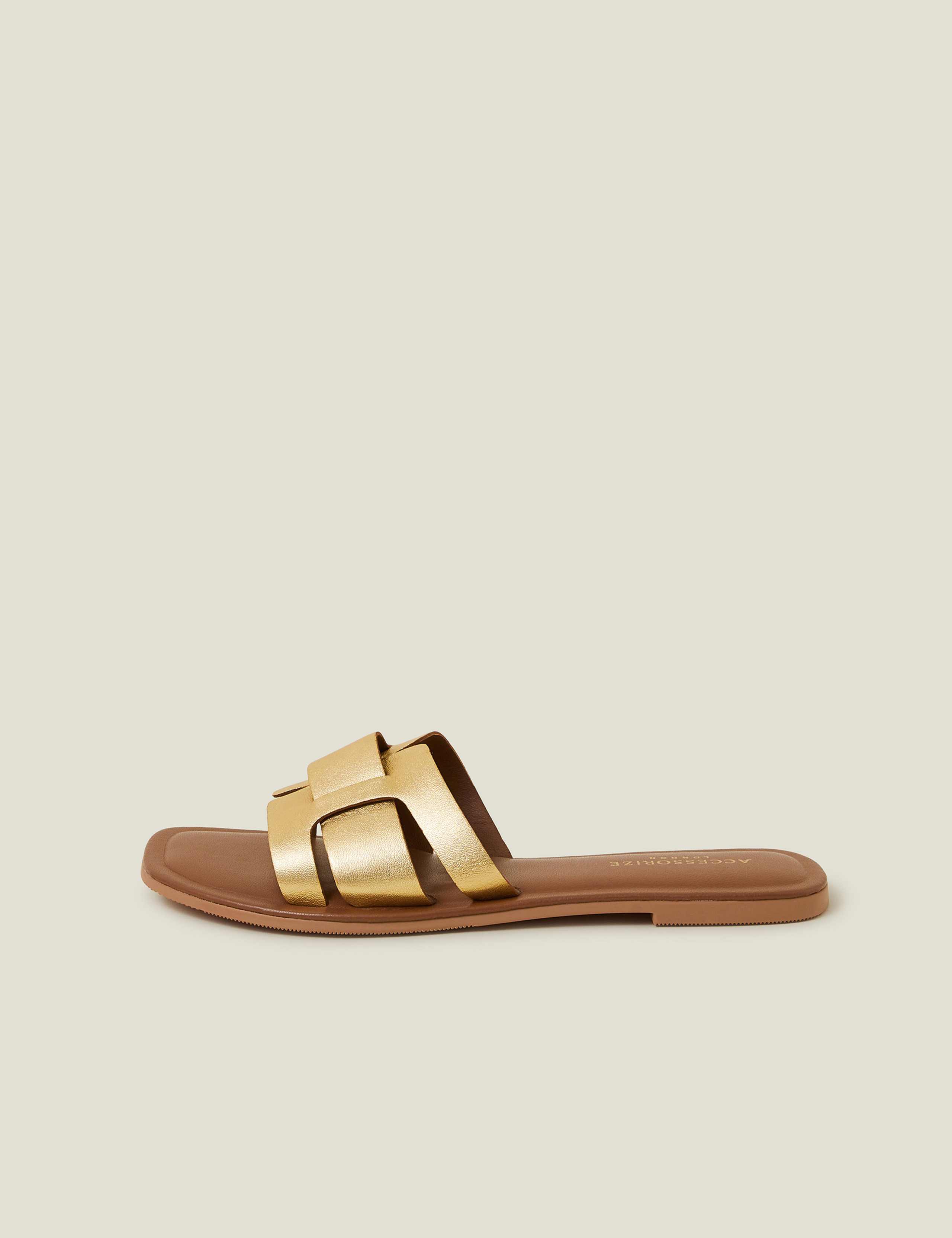 Leather Metallic Flat Sliders 3 of 4