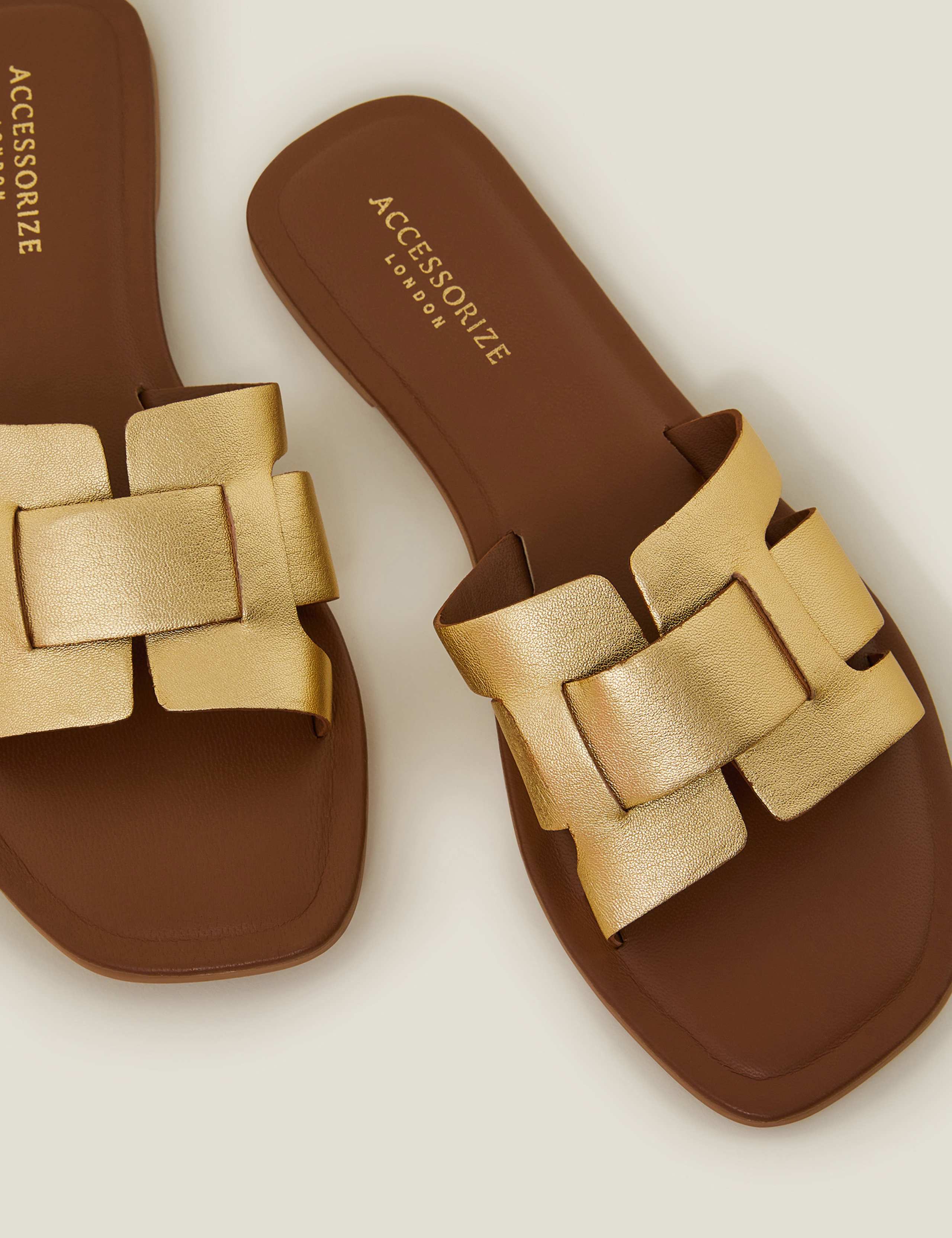 Leather Metallic Flat Sliders 4 of 4