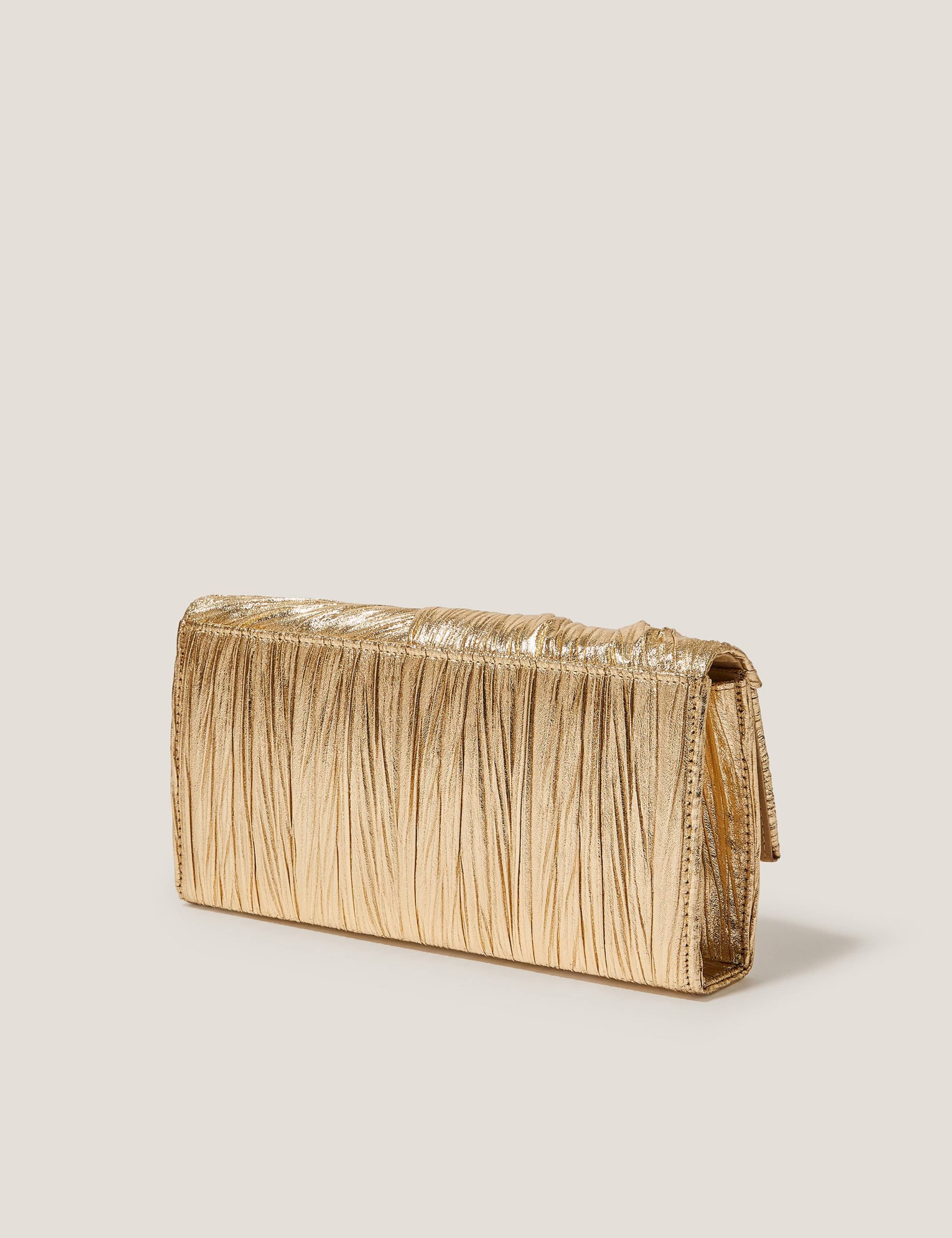 Metallic Pleated Chain Strap Clutch Bag 2 of 4
