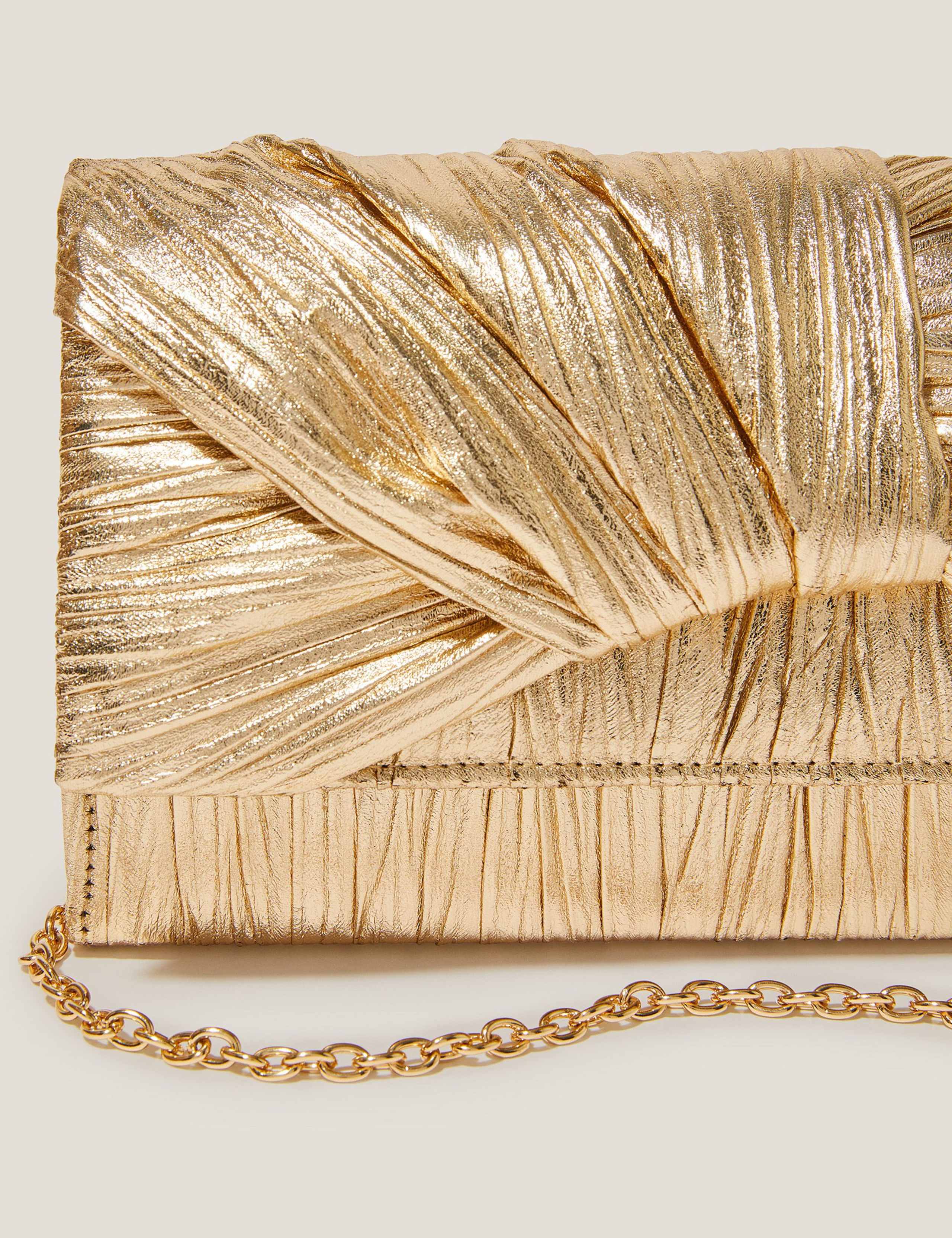 Metallic Pleated Chain Strap Clutch Bag 3 of 4