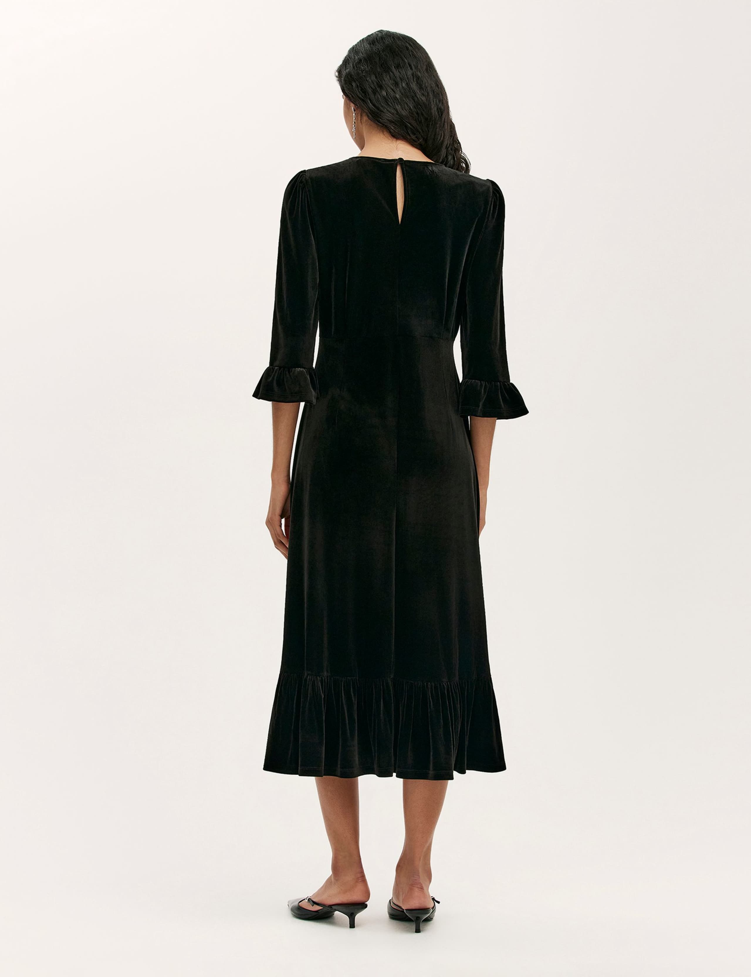 Velvet Frill Sleeve Midi Tea Dress 2 of 4