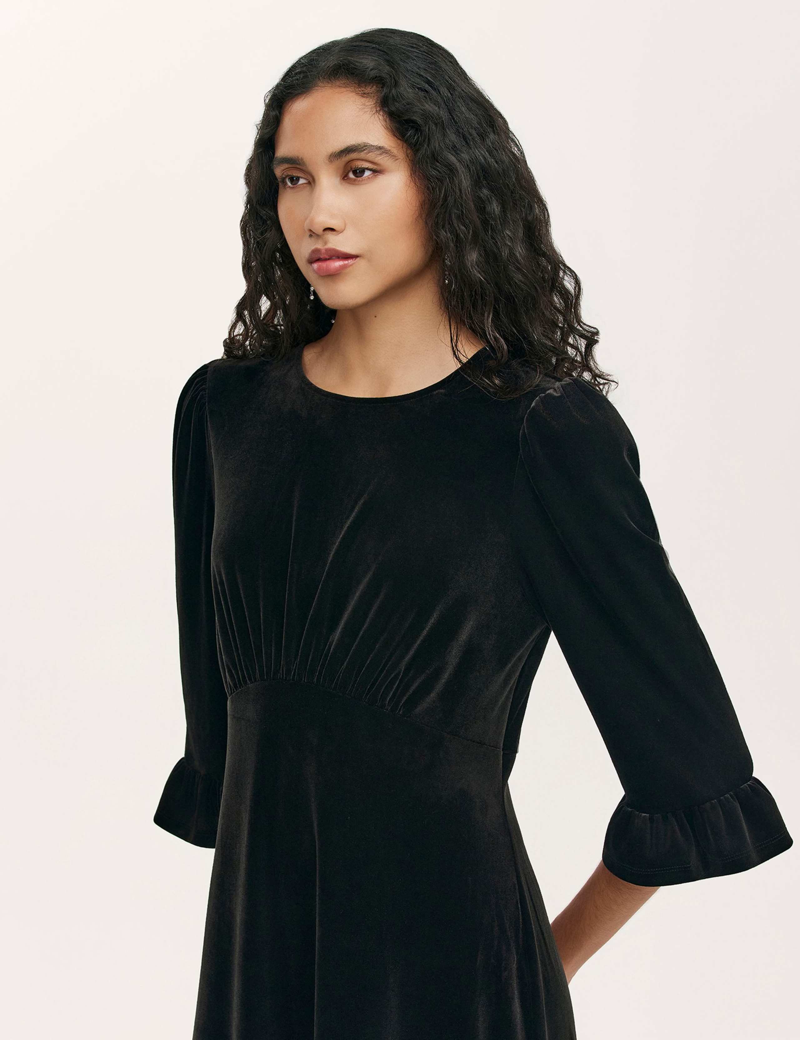 Velvet Frill Sleeve Midi Tea Dress 4 of 4