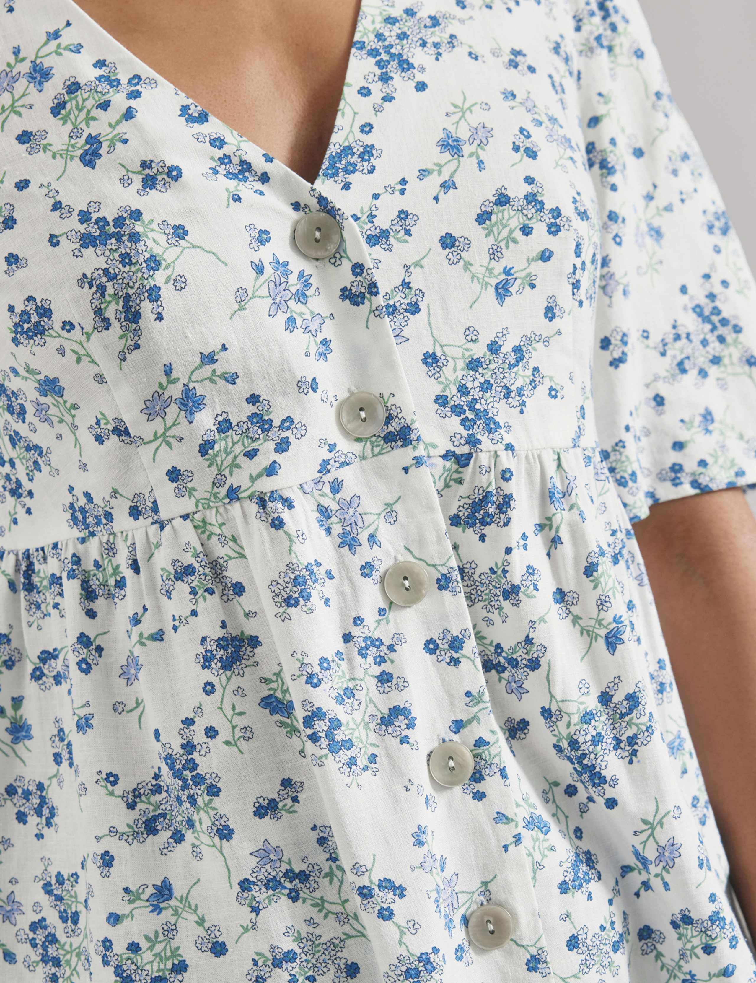 Liinen Blend Blossom Print Button Through Top 6 of 6