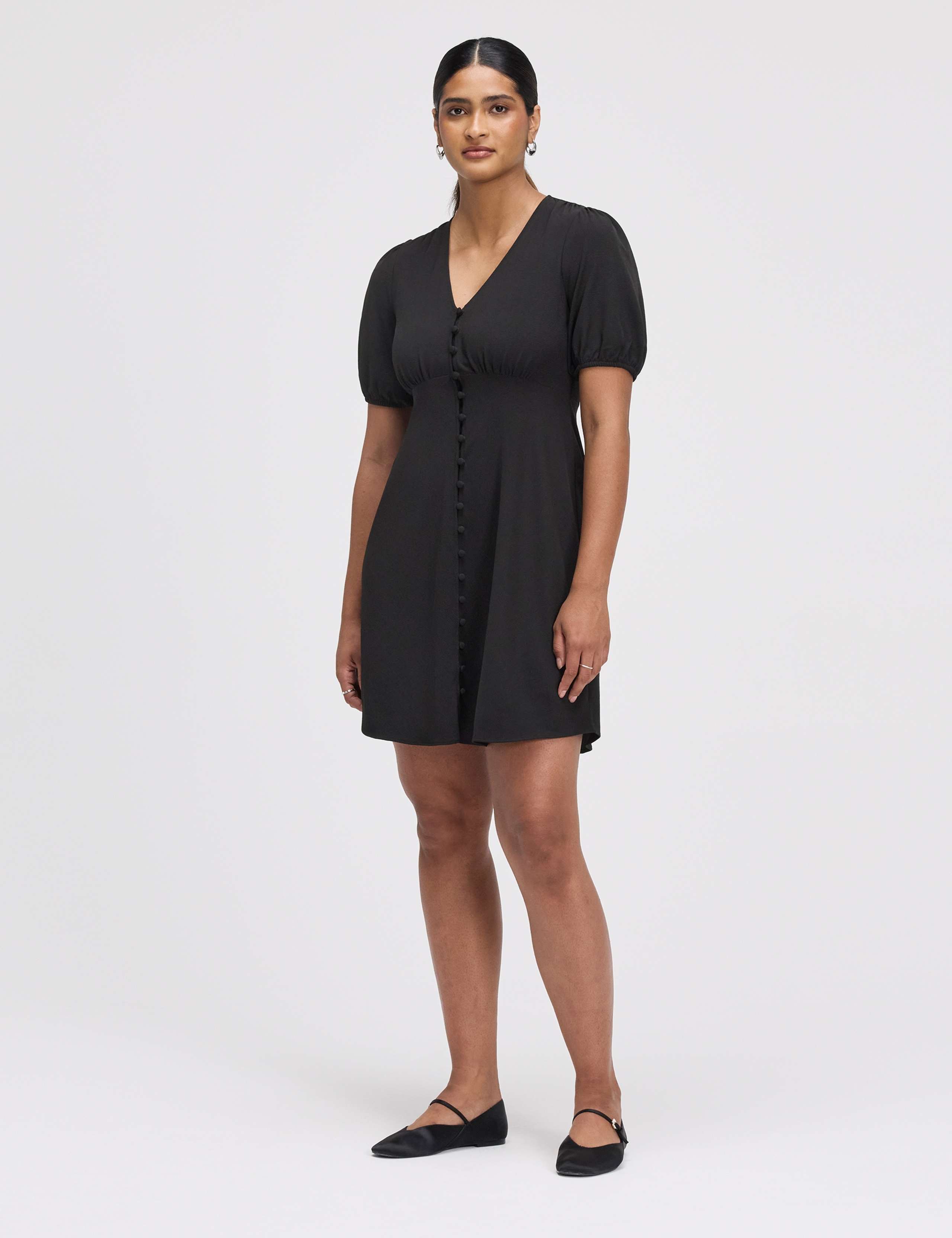 V-Neck Button Through Short Skater Dress 2 of 3