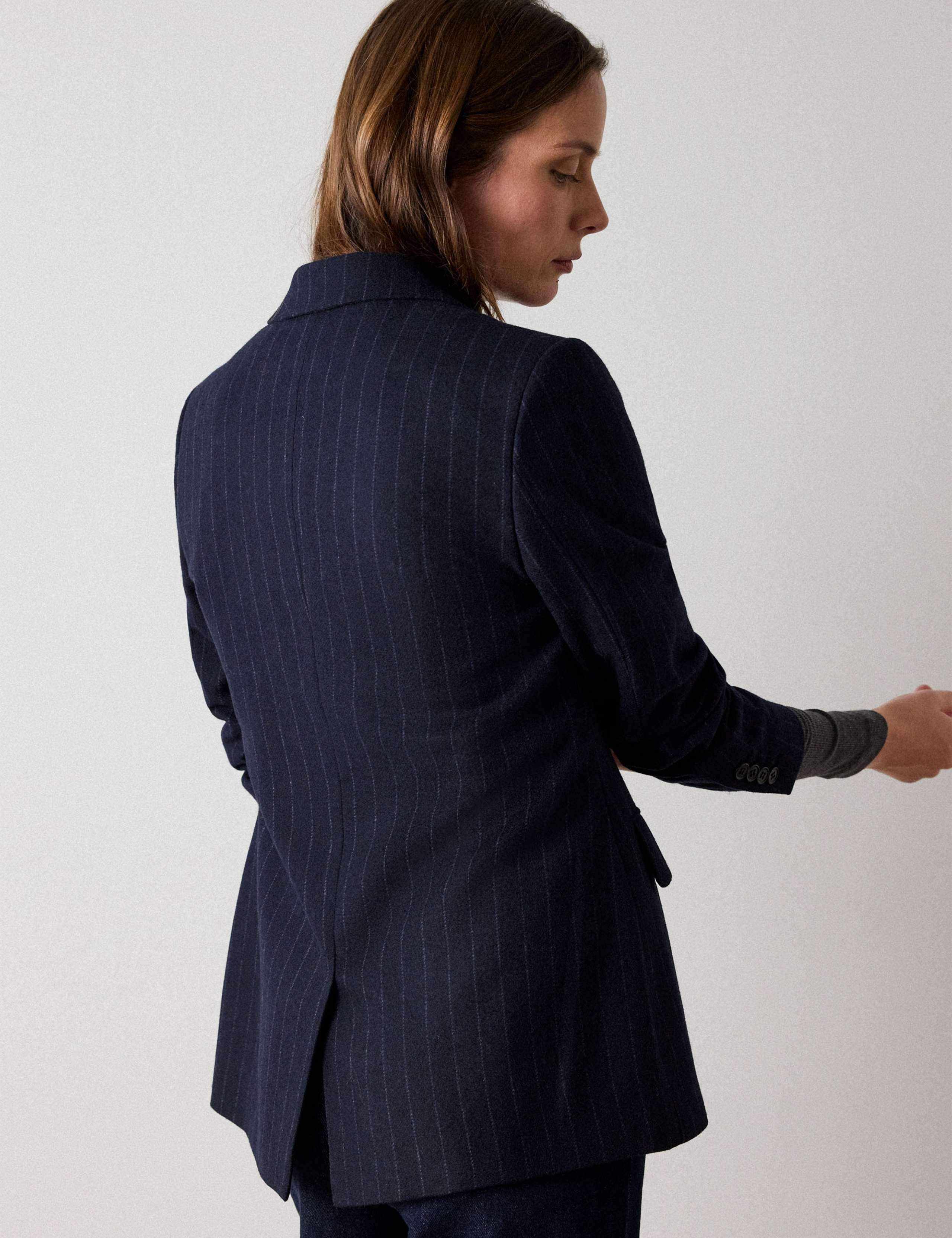 Pinstripe Wool Blend Blazer 6 of 6