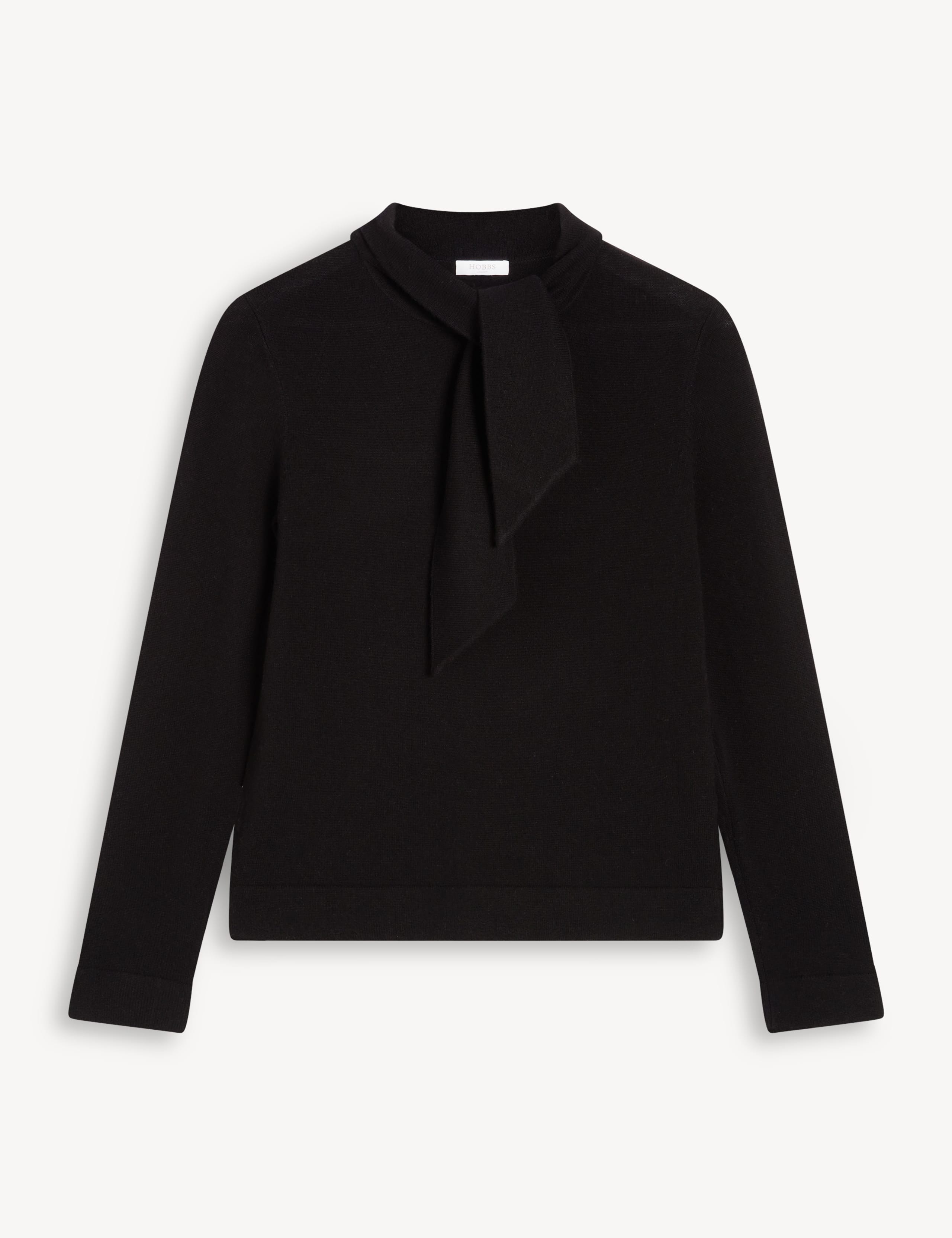 Merino Wool Rich Tie Neck Jumper with Cashmere 2 of 6