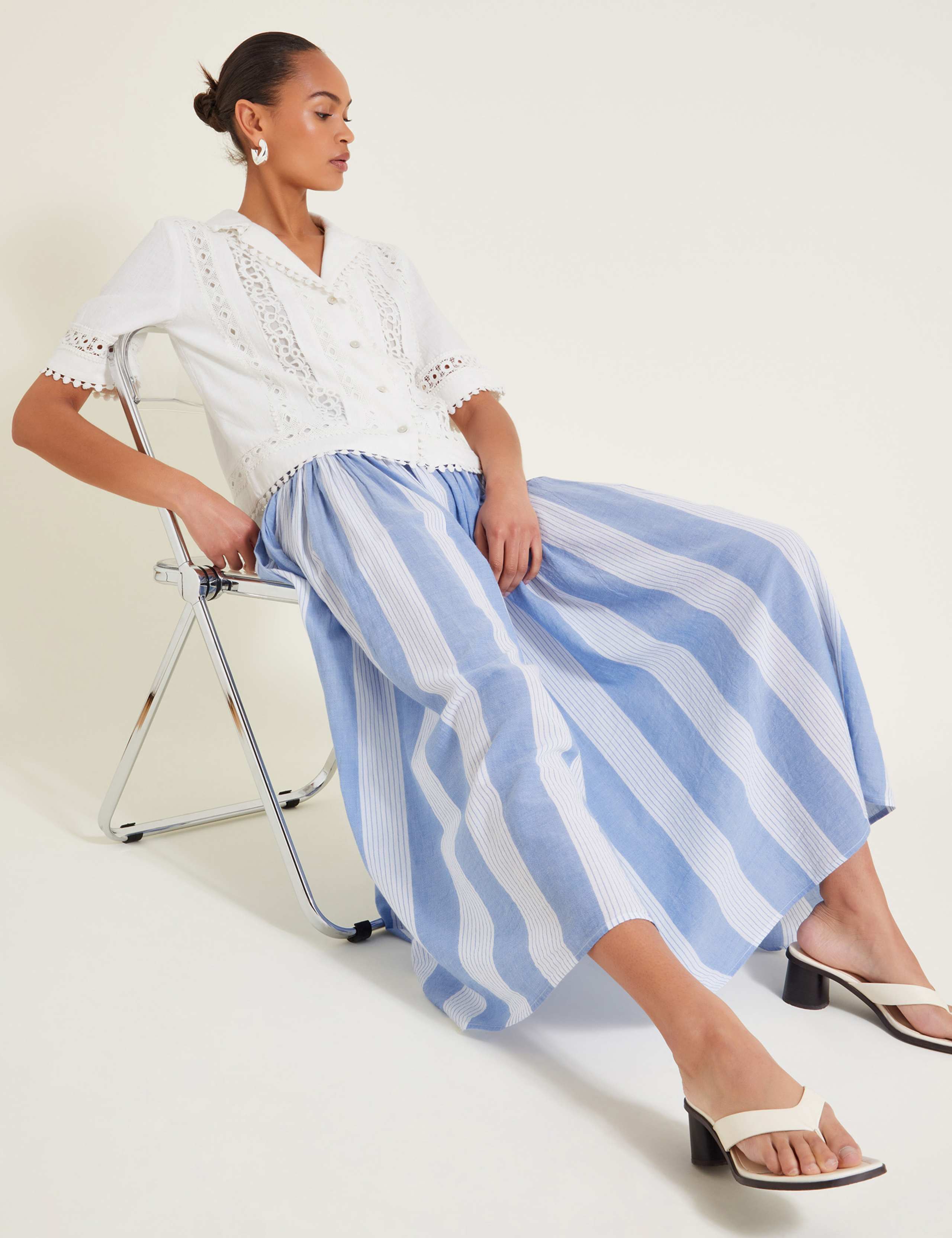 Pure Cotton Striped Maxi A-Line Skirt 3 of 6