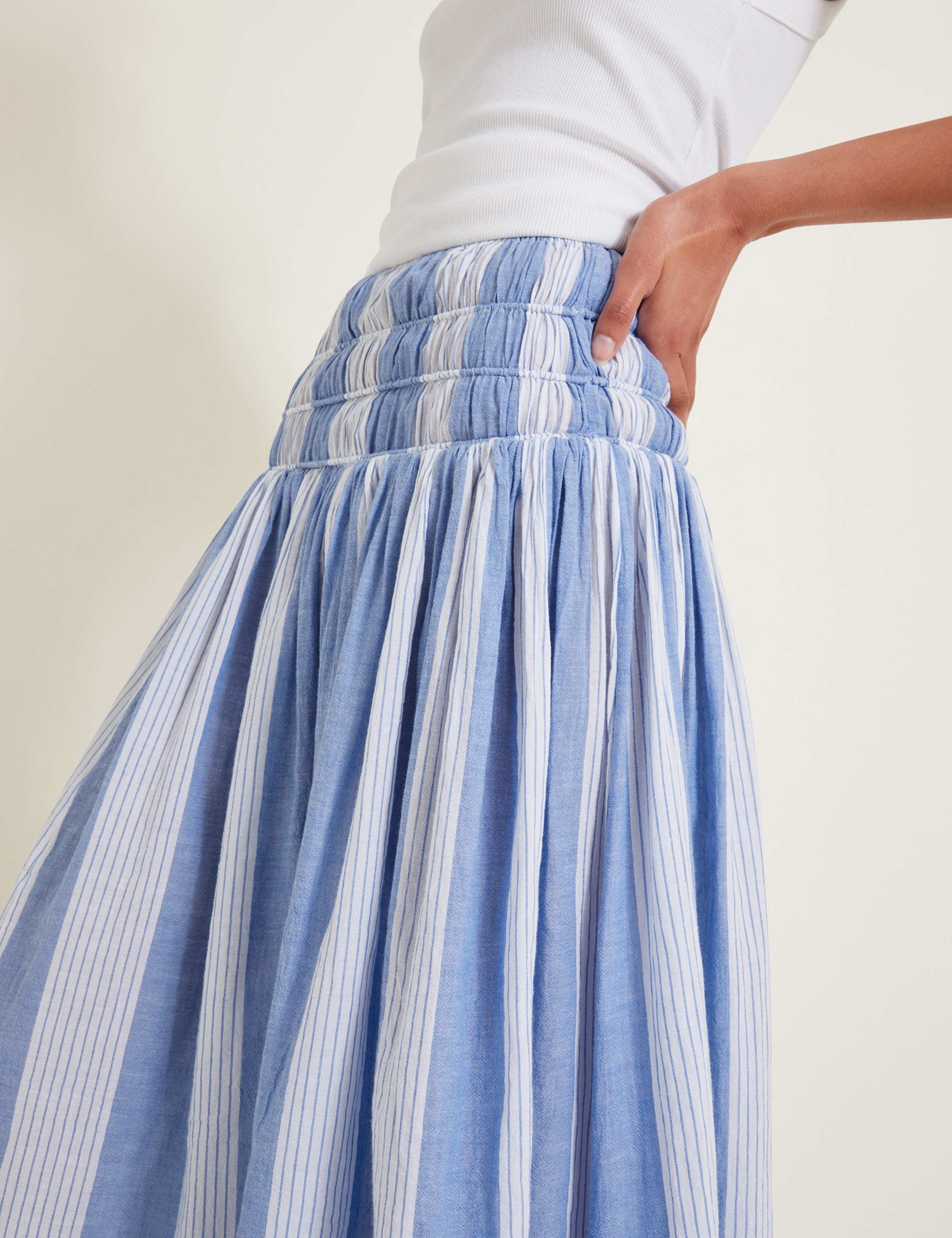Pure Cotton Striped Maxi A-Line Skirt 5 of 6