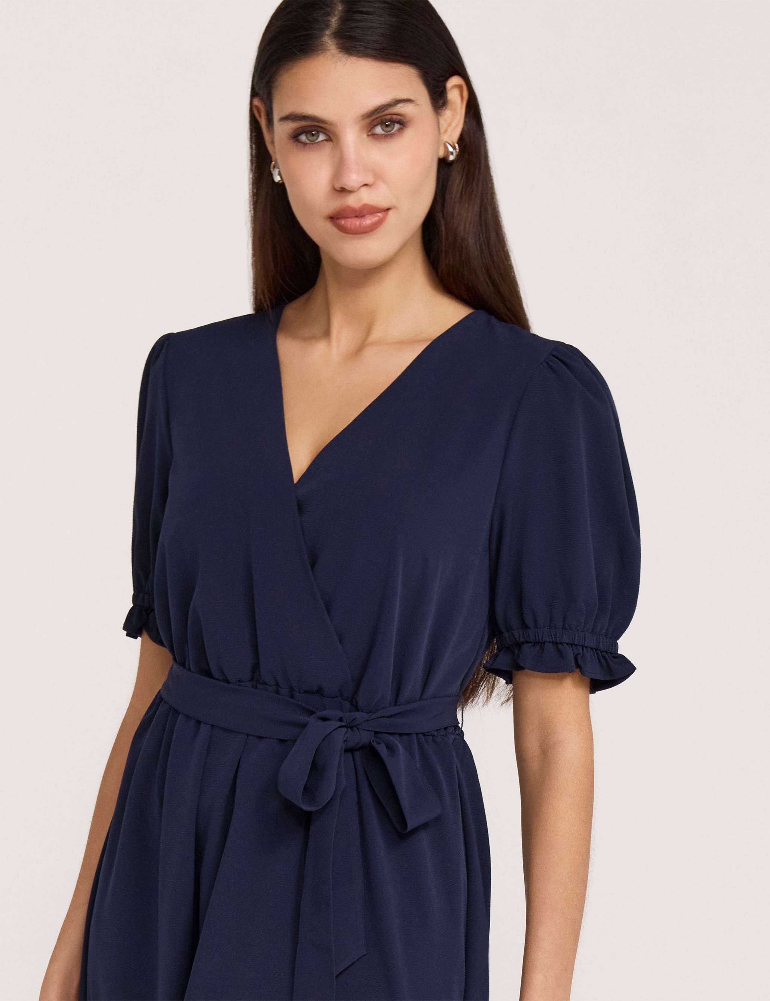 V-Neck Tie Waist Midi Faux Wrap Dress 5 of 5