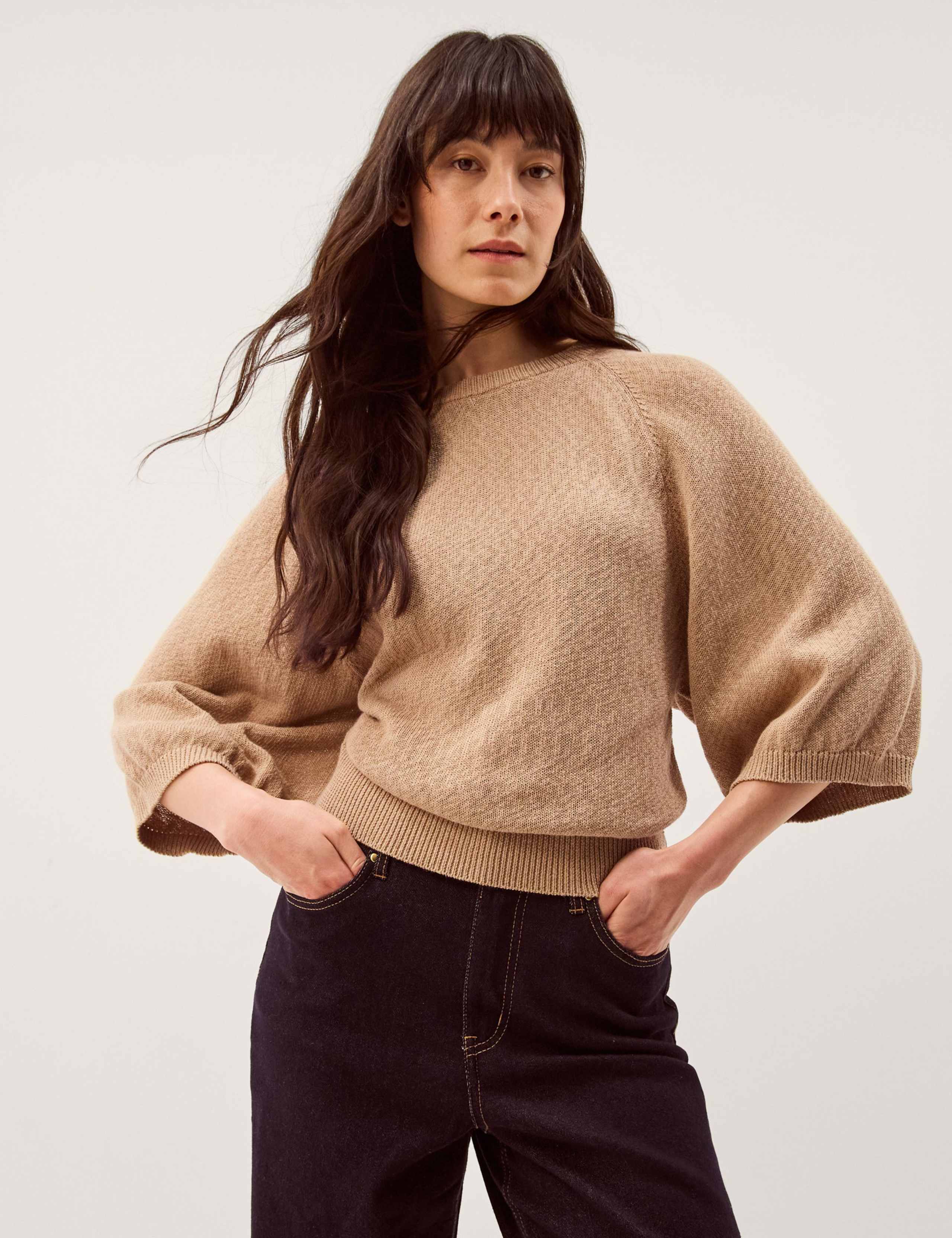 Cotton Rich Wide Sleeve Jumper 1 of 4