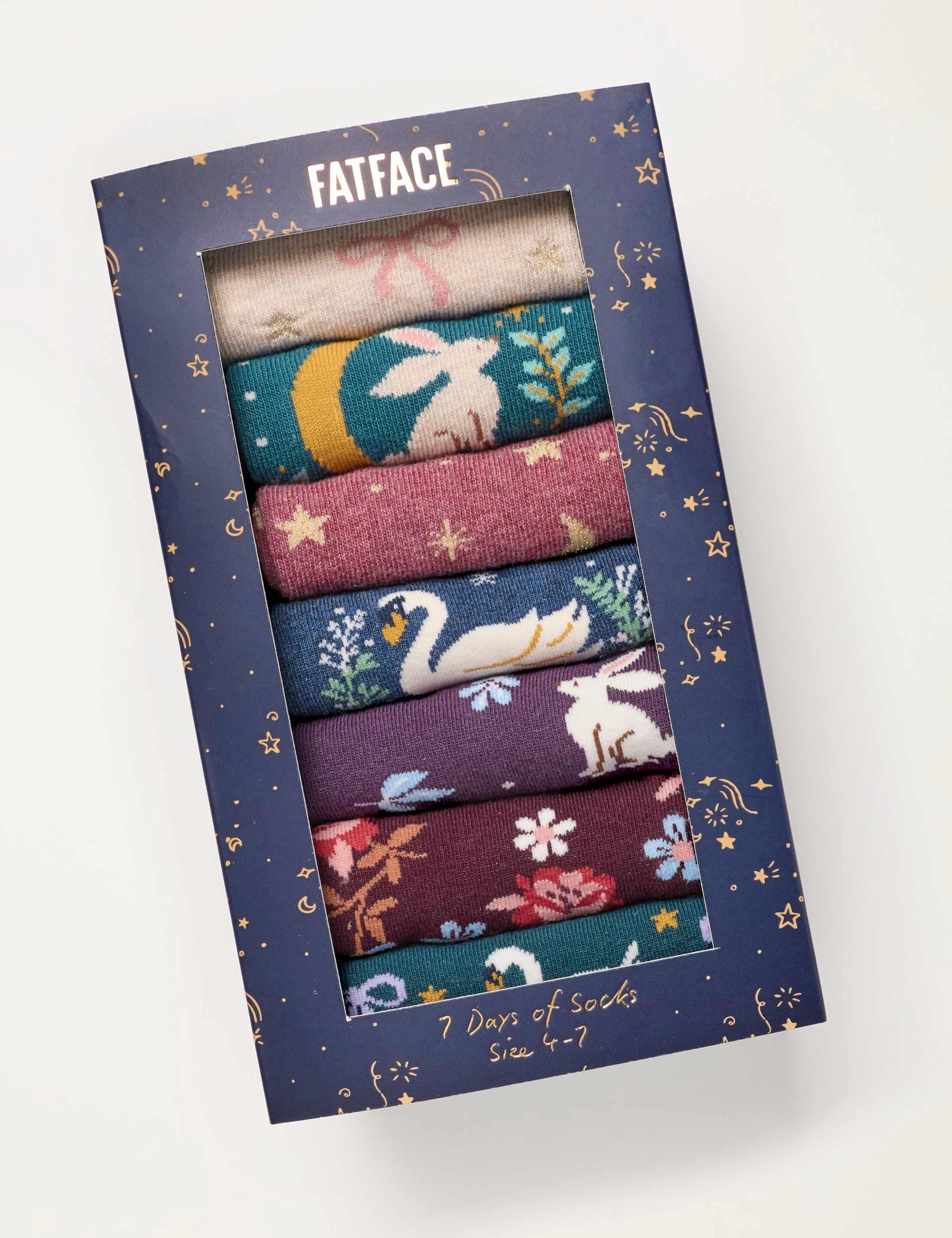 7-Pack Cotton Rich Patterned Fluffy Socks 2 of 3