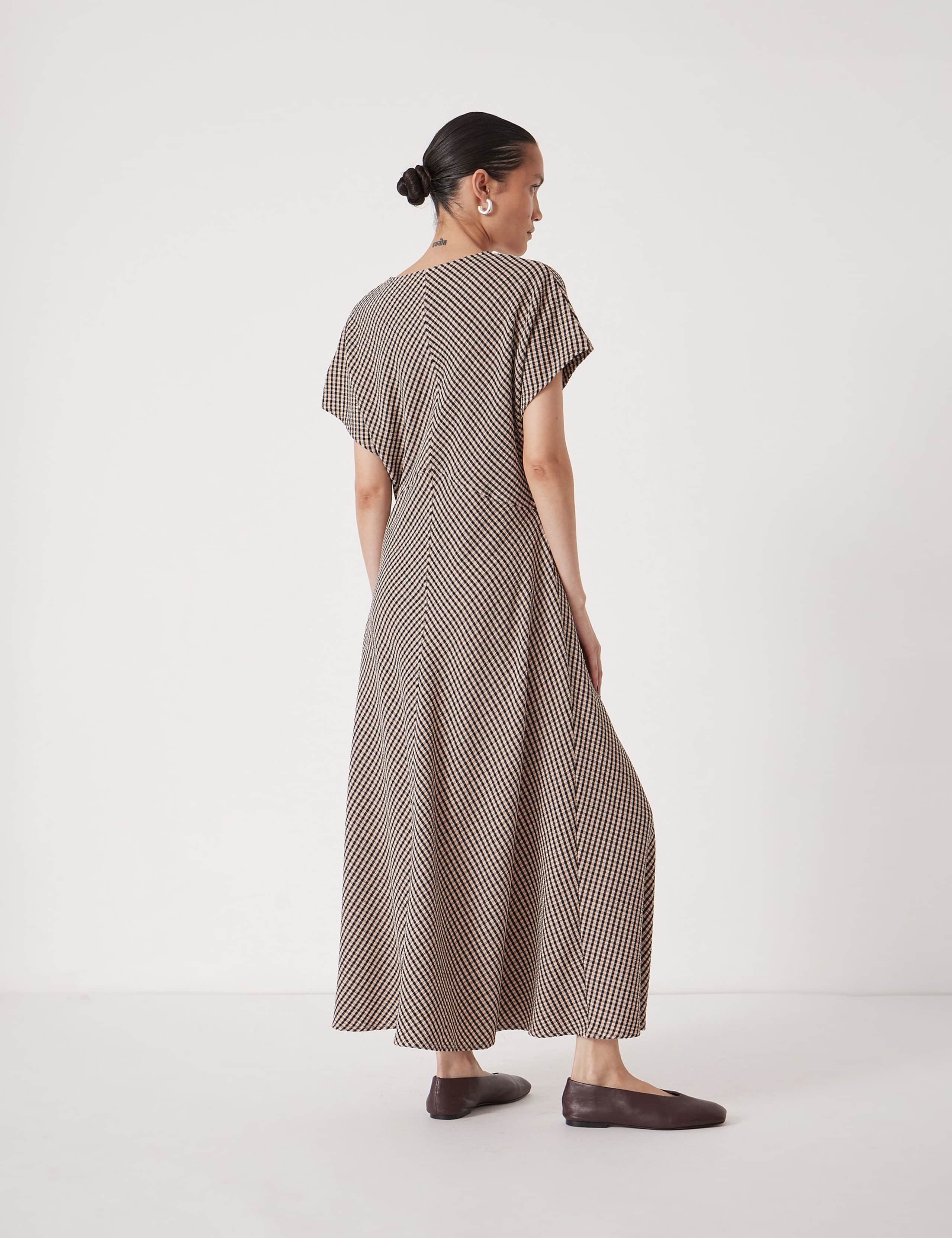 Jersey Gingham V-Neck Midaxi Tea Dress 4 of 5