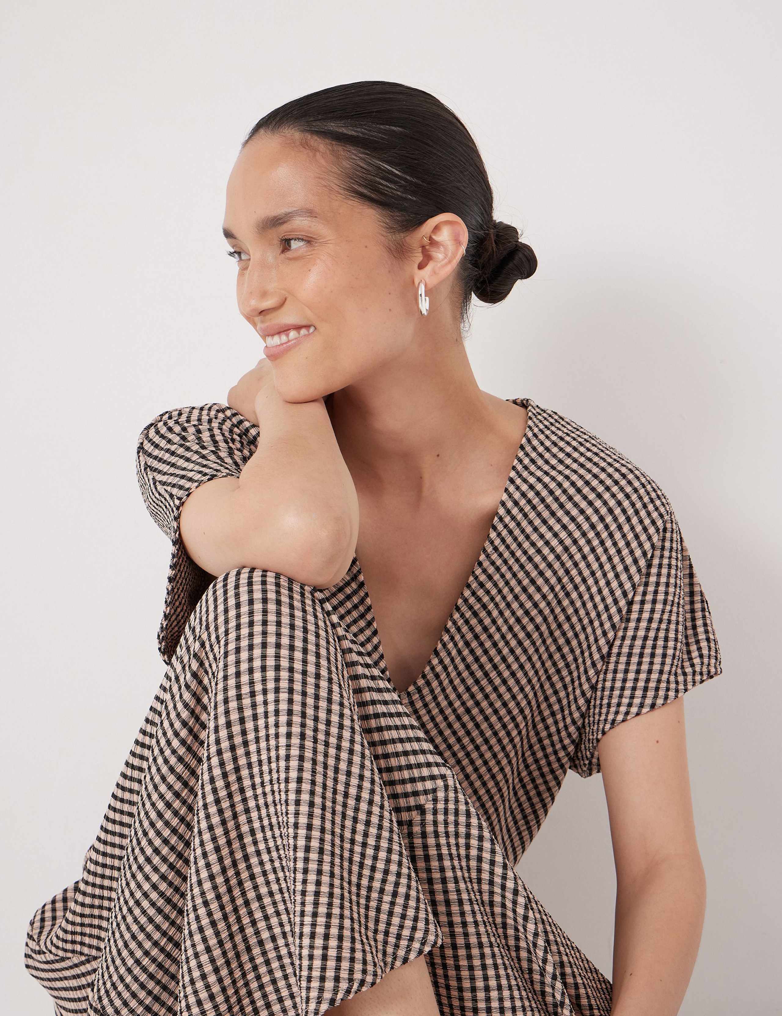 Jersey Gingham V-Neck Midaxi Tea Dress 5 of 5