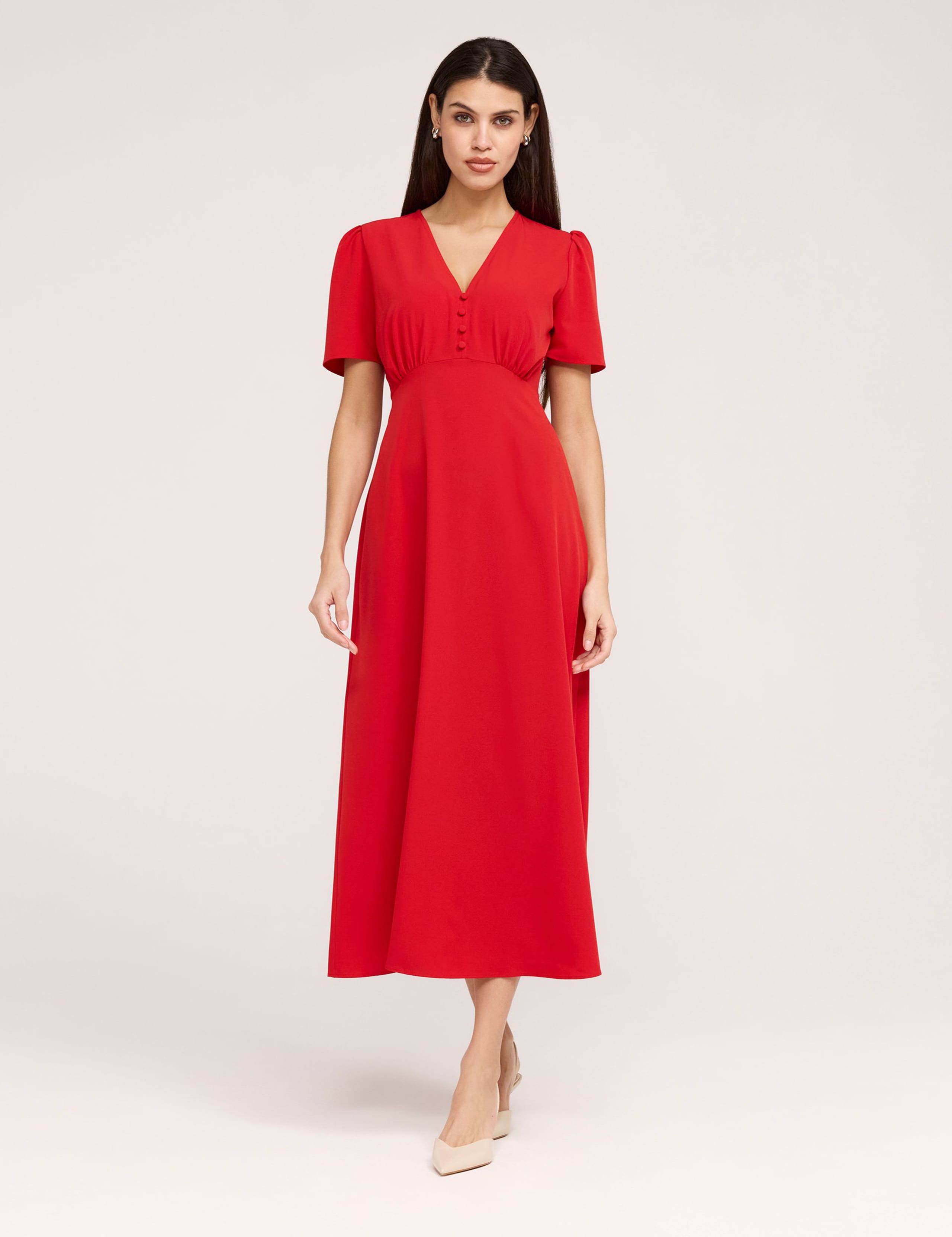 Crepe V-Neck Midi Tea Dress 2 of 5