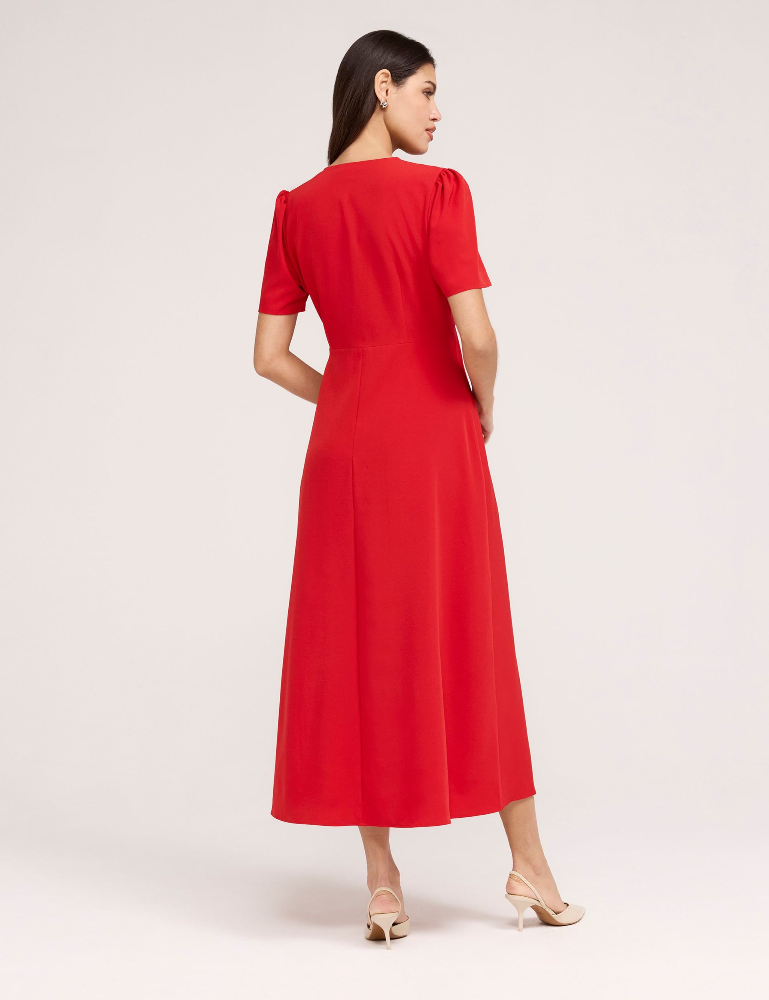Crepe V-Neck Midi Tea Dress 4 of 5