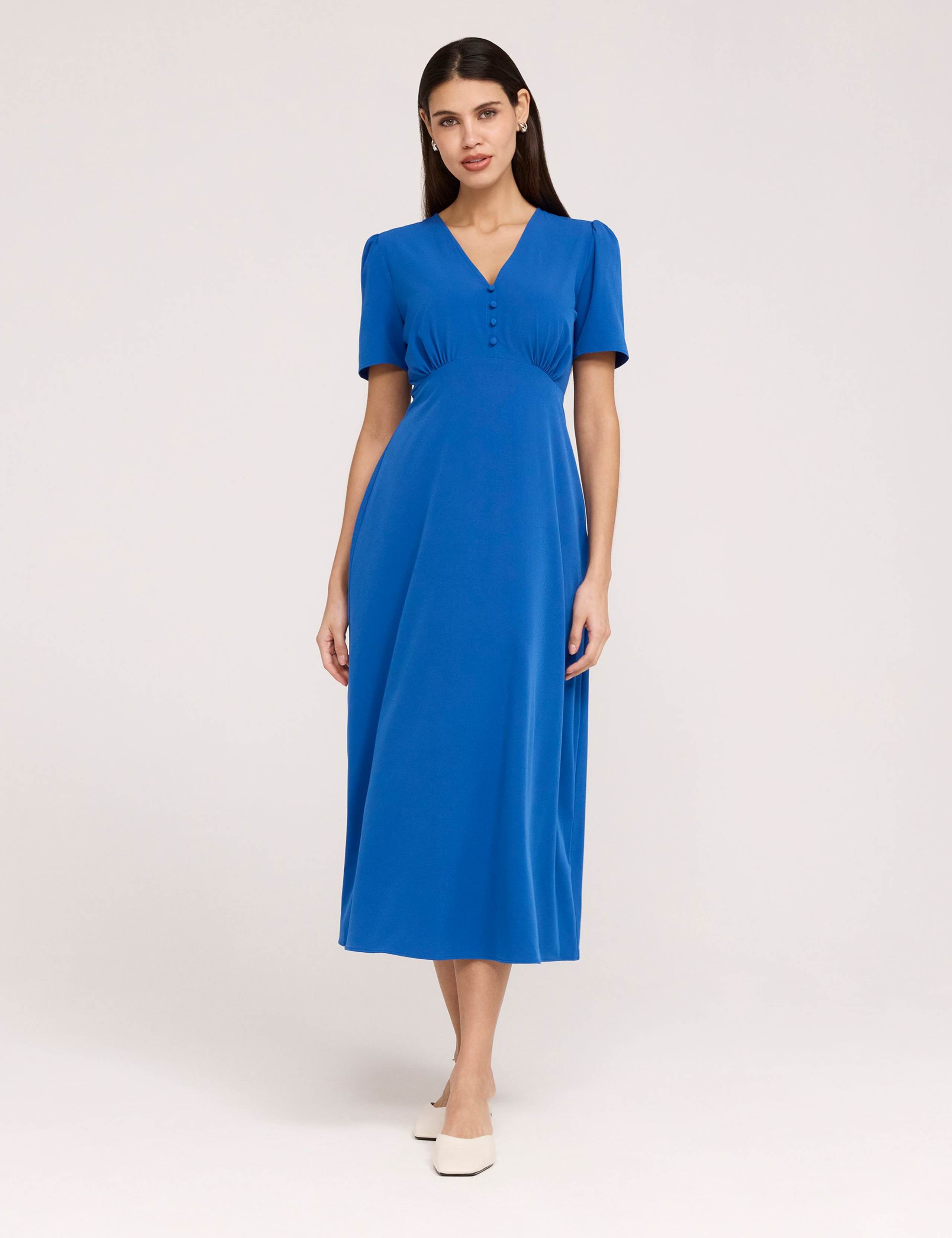 Crepe V-Neck Midi Tea Dress 2 of 6