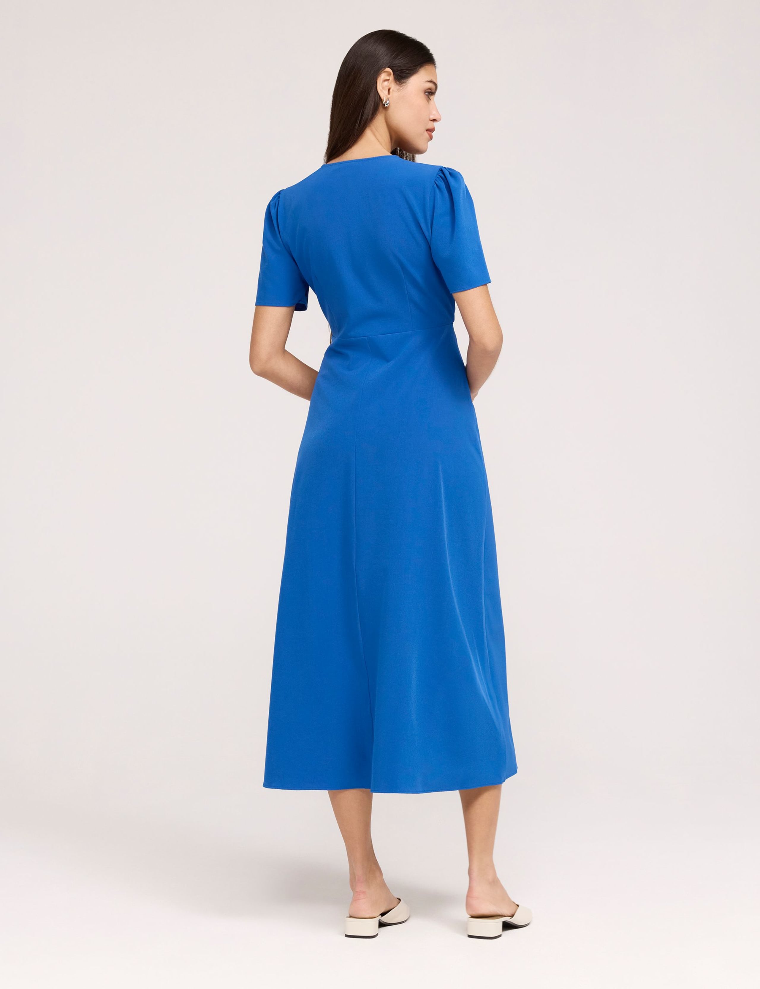 Crepe V-Neck Midi Tea Dress 3 of 6