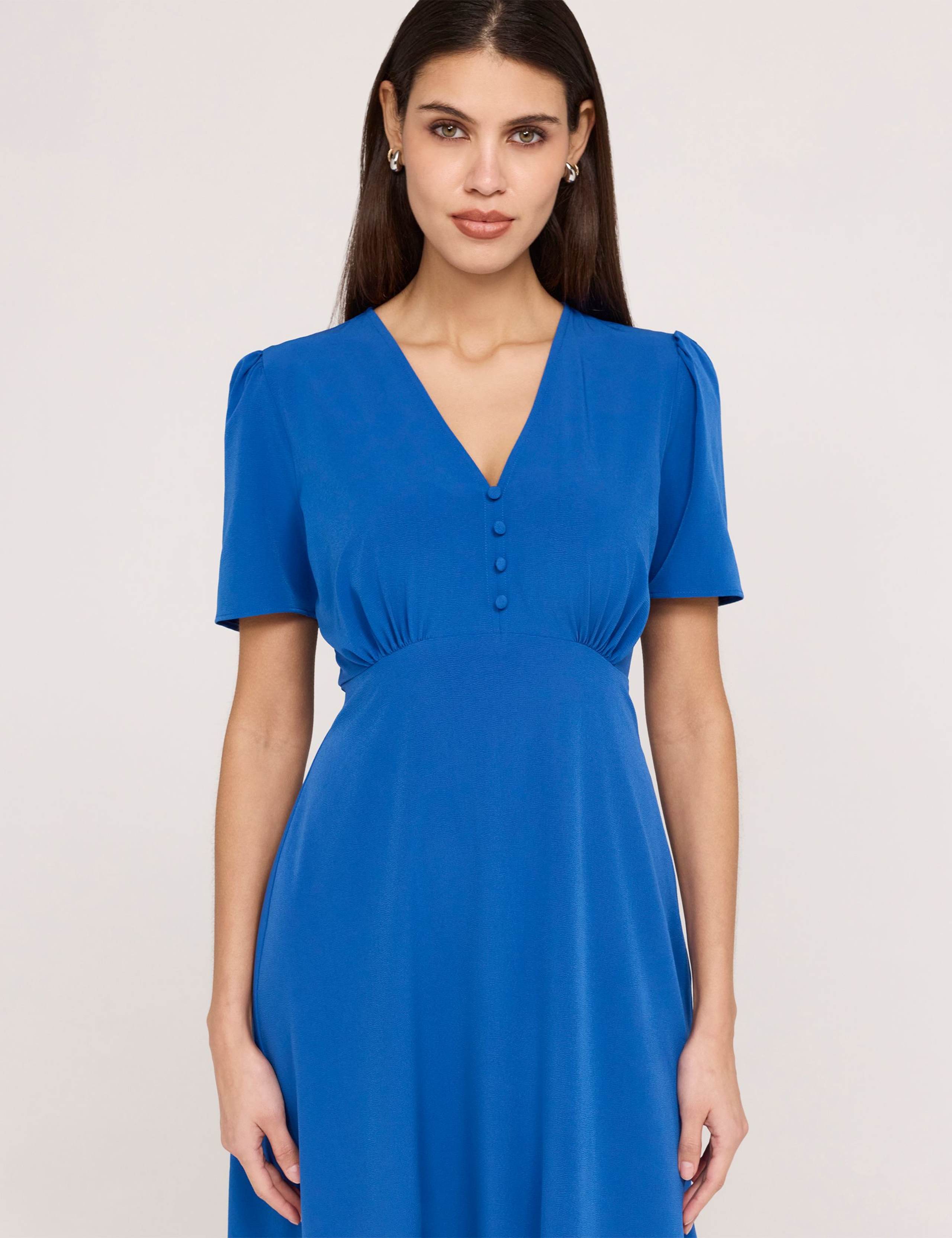 Crepe V-Neck Midi Tea Dress 4 of 6