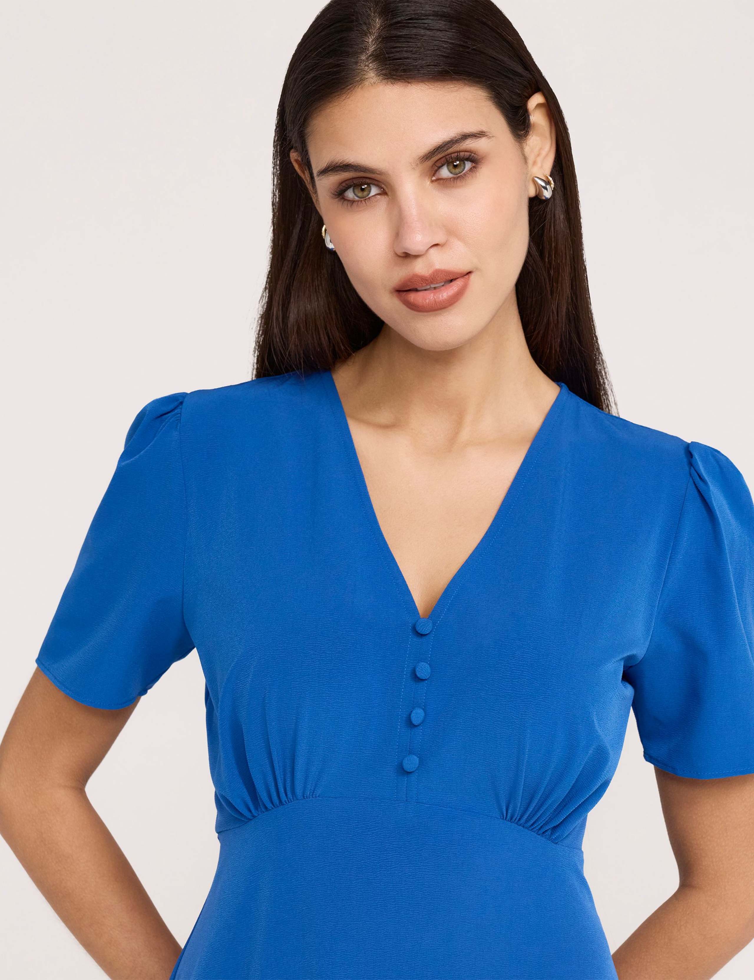 Crepe V-Neck Midi Tea Dress 5 of 6