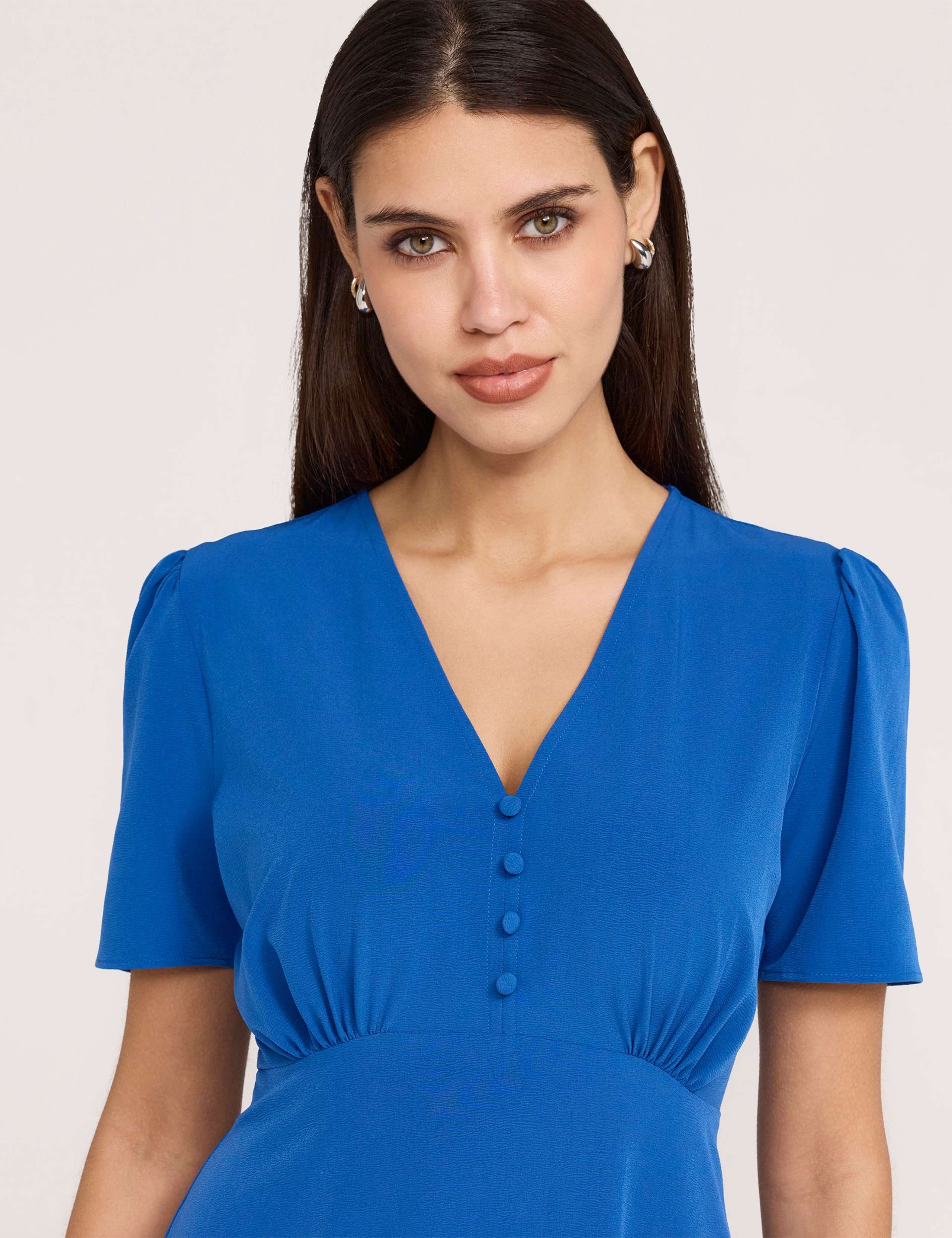 Crepe V-Neck Midi Tea Dress 6 of 6