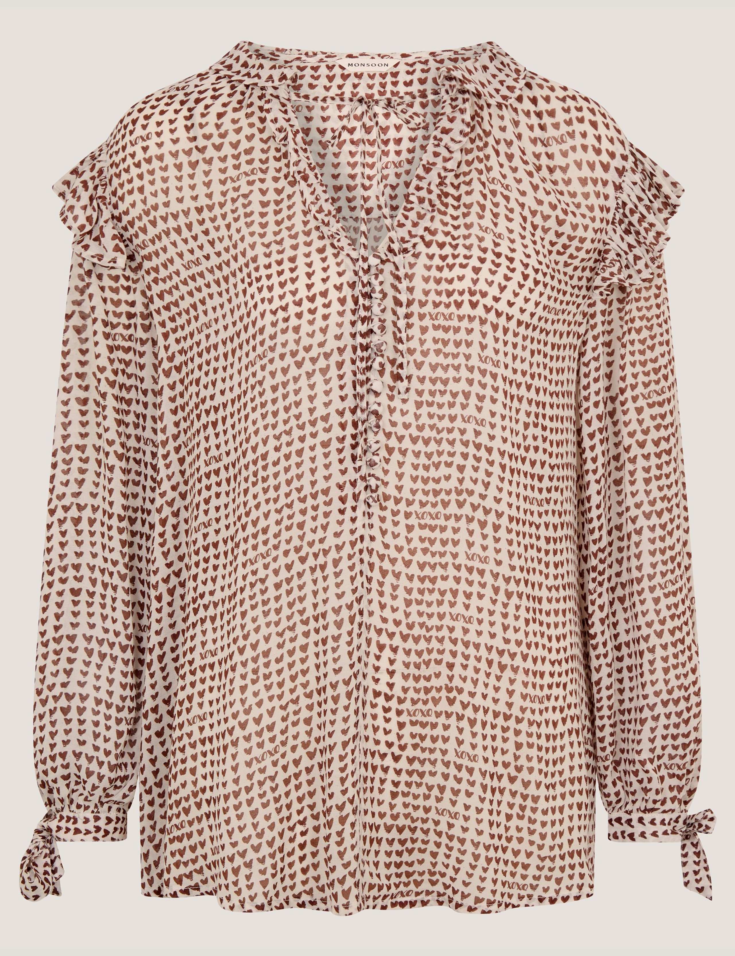 Modal Blend Heart Print Frill Detail Blouse 2 of 5