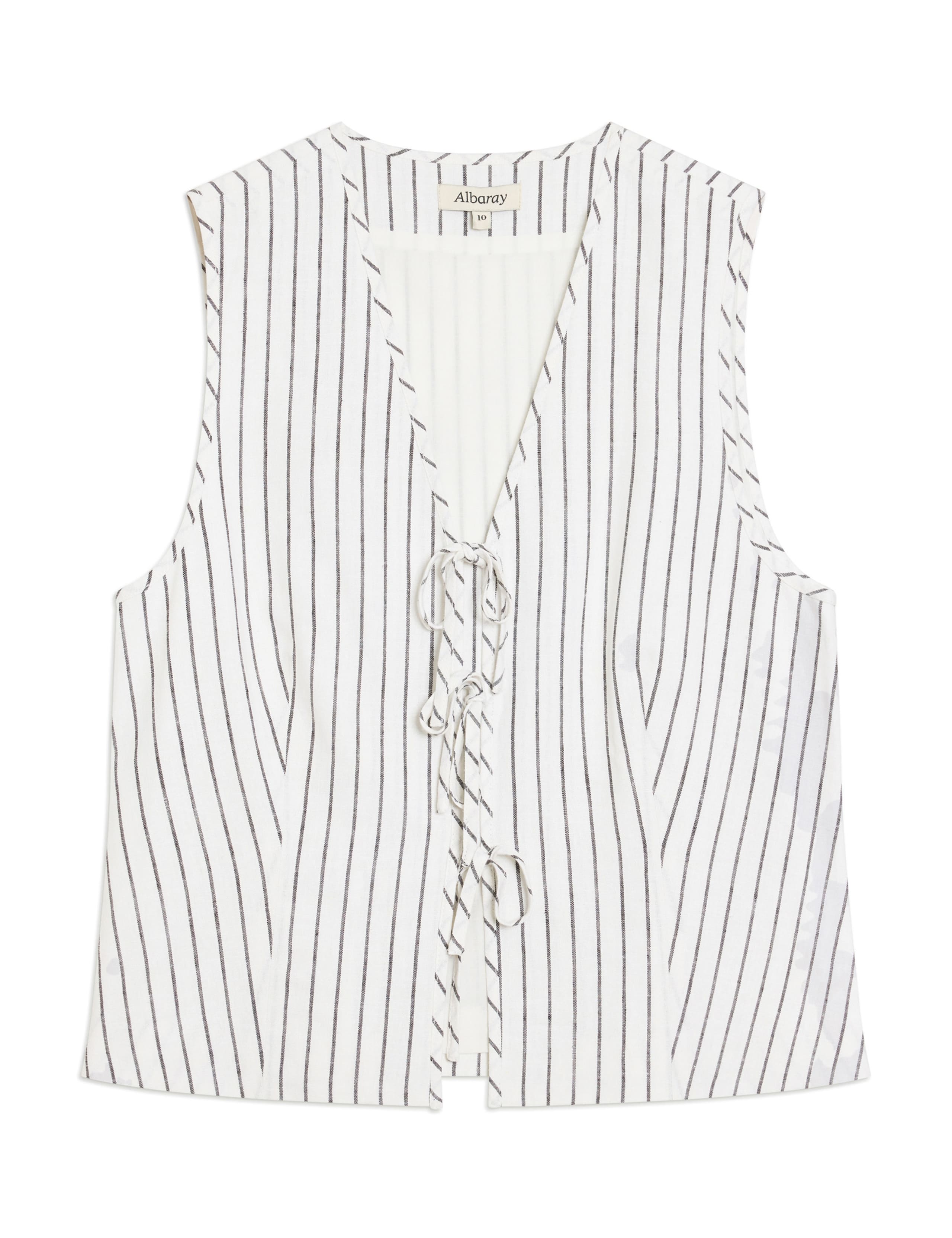 Linen Blend Stripe Tie Front Waistcoat 2 of 5