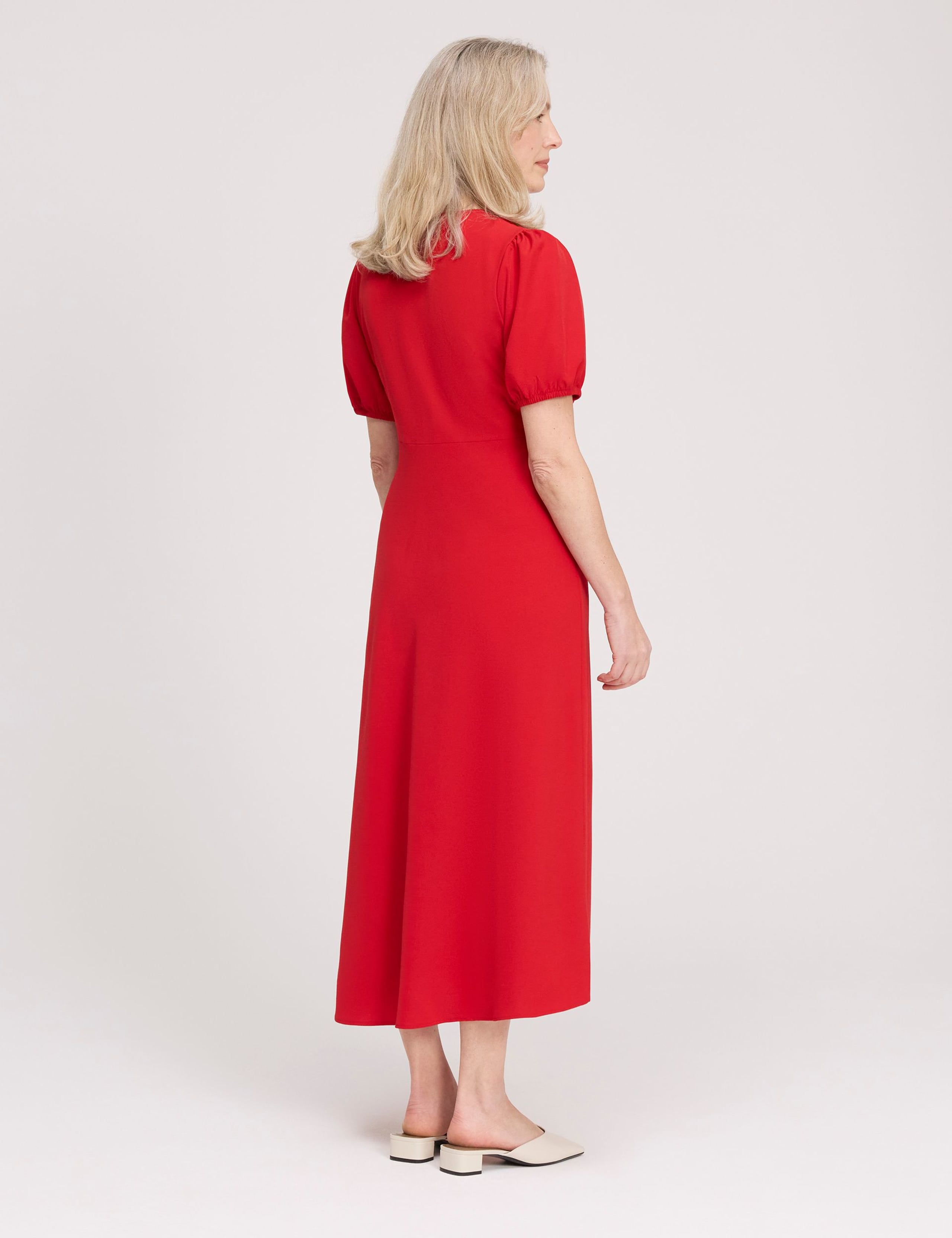 V-Neck Button Through Midi Tea Dress 3 of 4