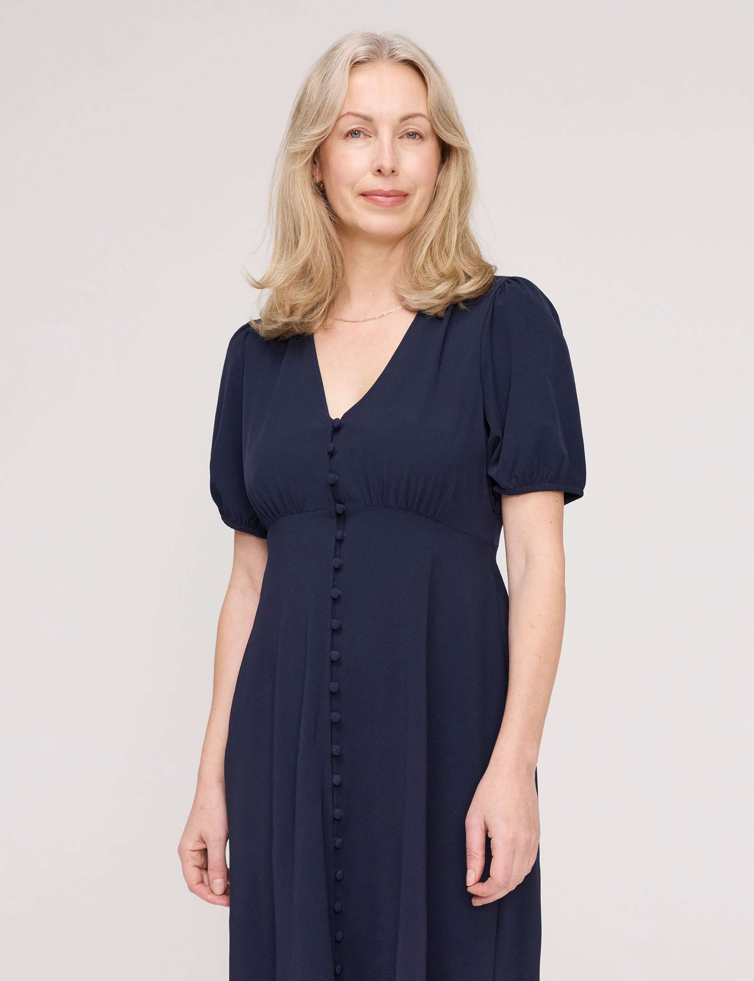 V-Neck Button Through Midi Tea Dress 4 of 5
