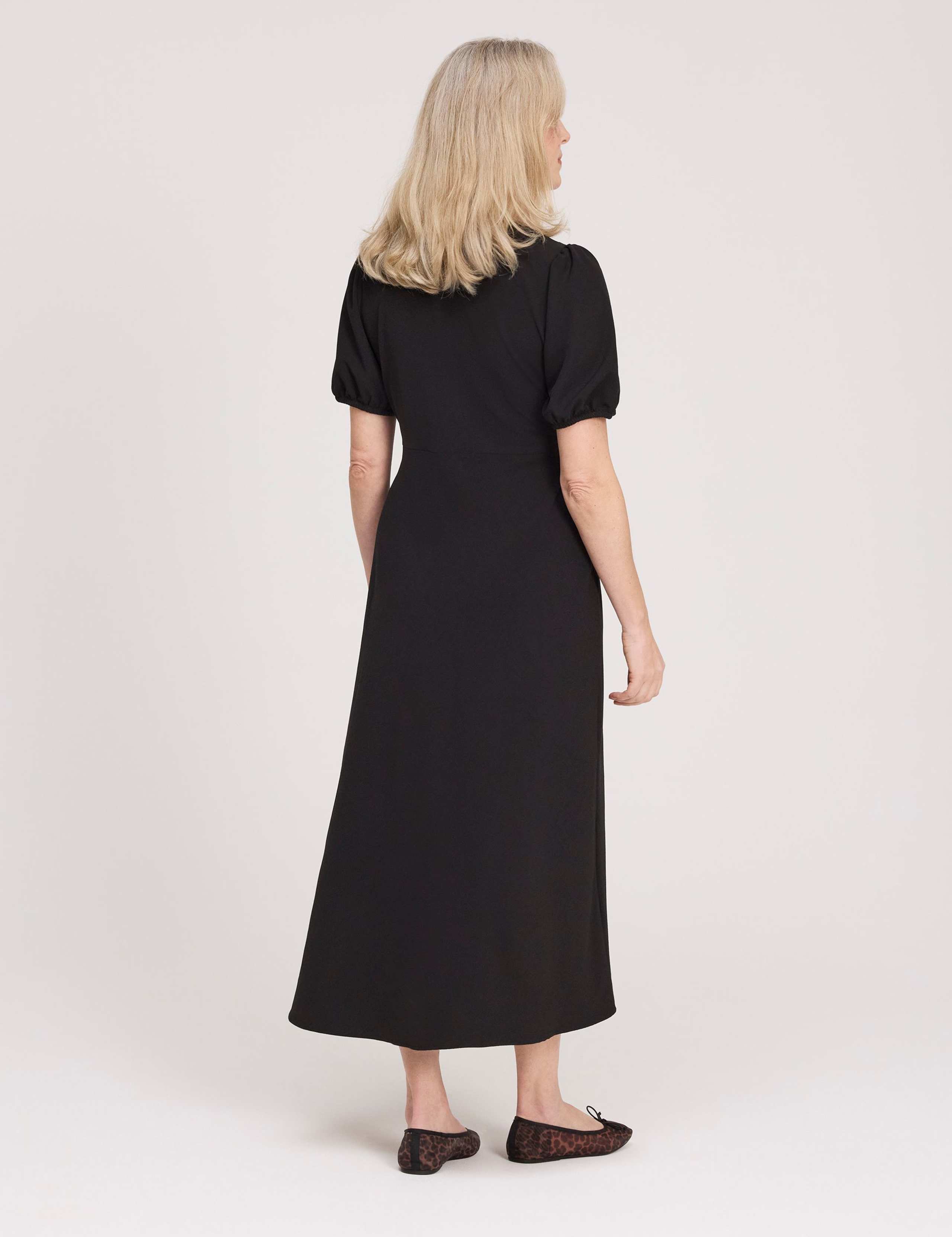 V-Neck Button Through Midi Tea Dress 3 of 4