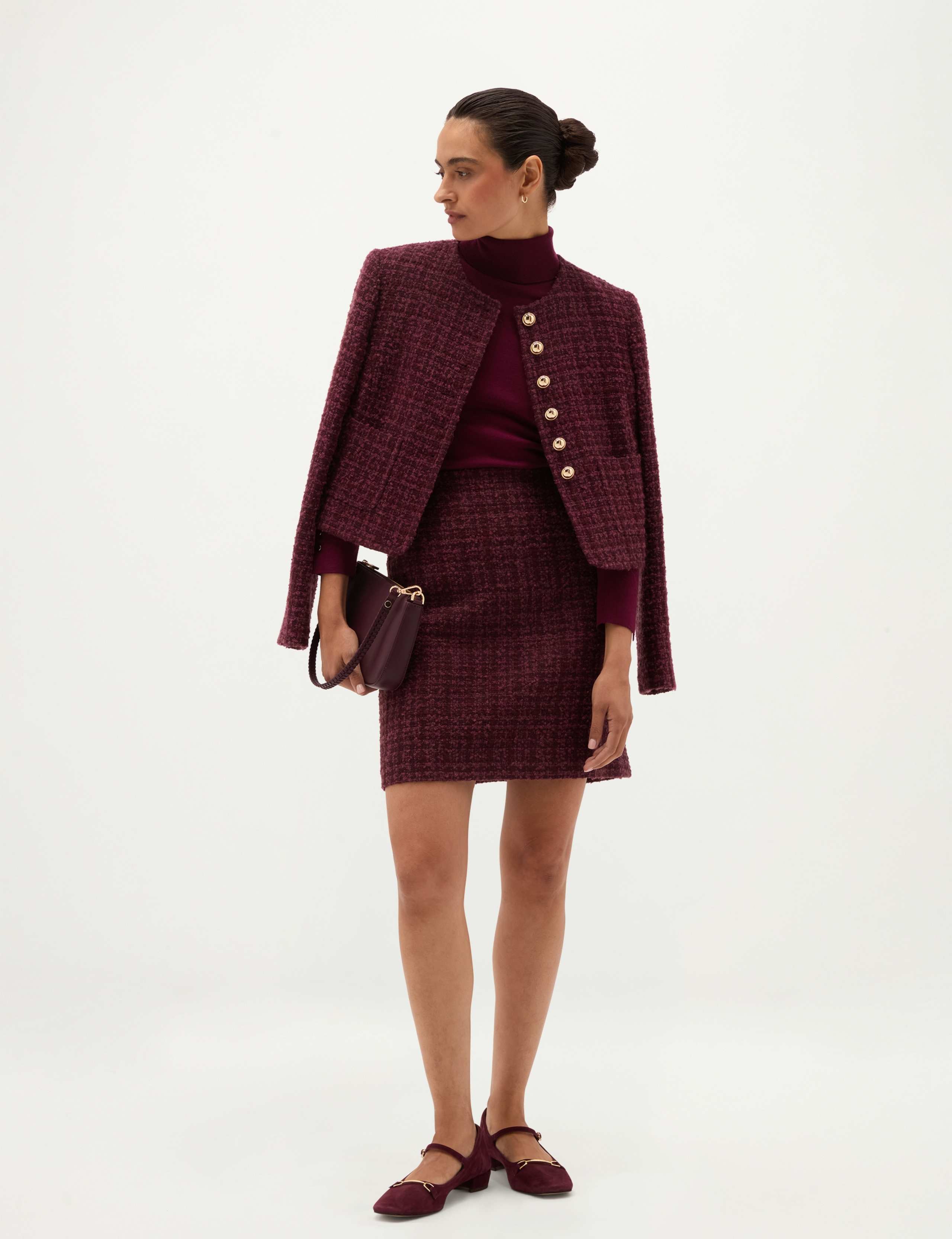 Textured Tweed Mini A-Line Skirt with Wool 3 of 6