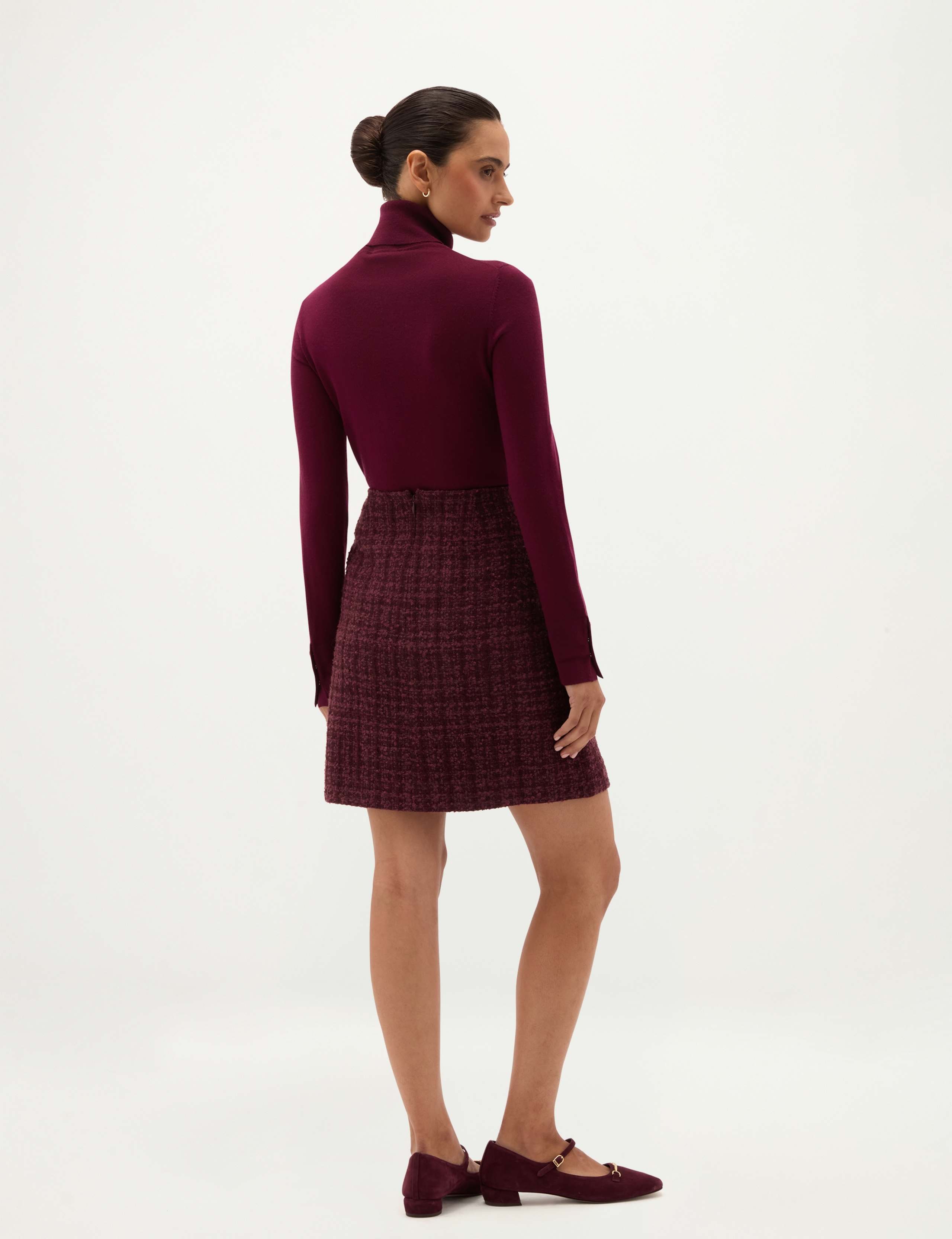 Textured Tweed Mini A-Line Skirt with Wool 4 of 6