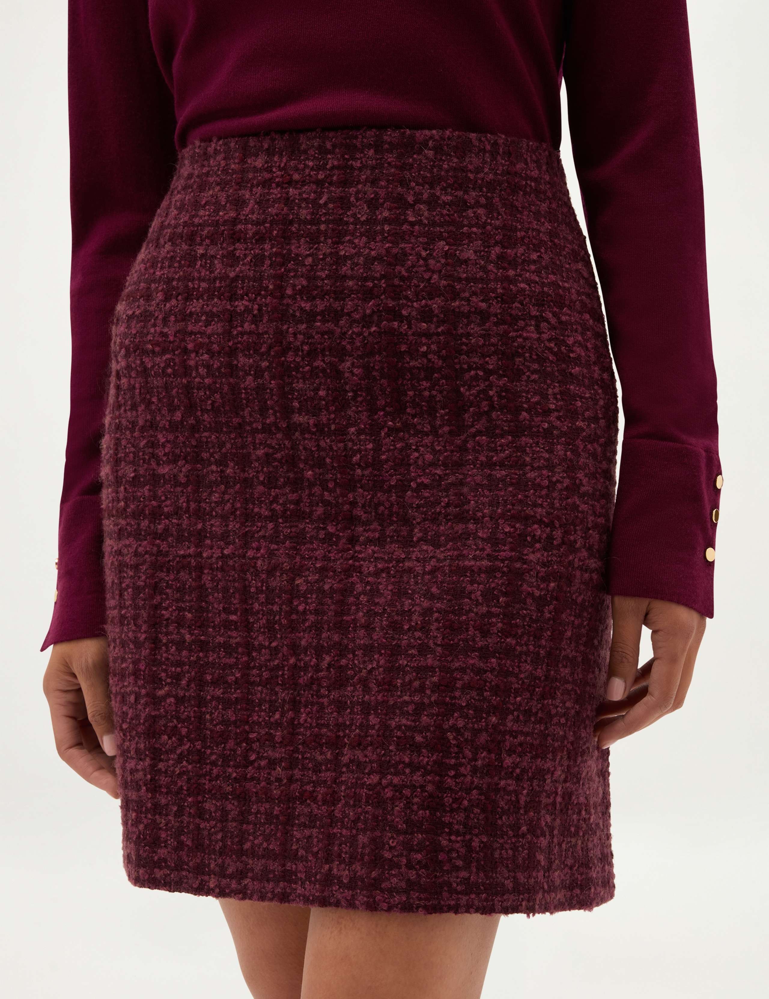 Textured Tweed Mini A-Line Skirt with Wool 6 of 6