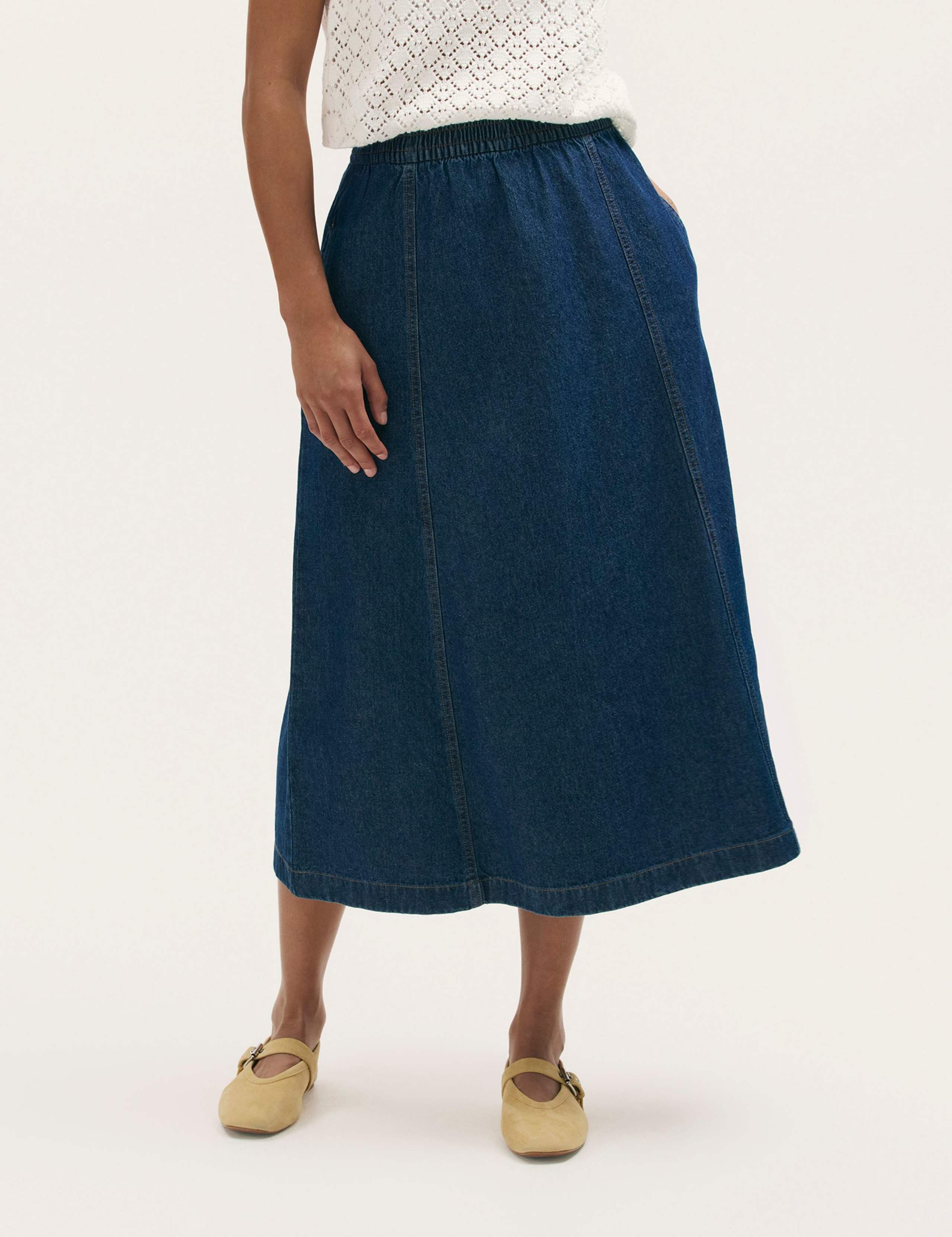 Pure Cotton Denim Midaxi Skirt 2 of 4