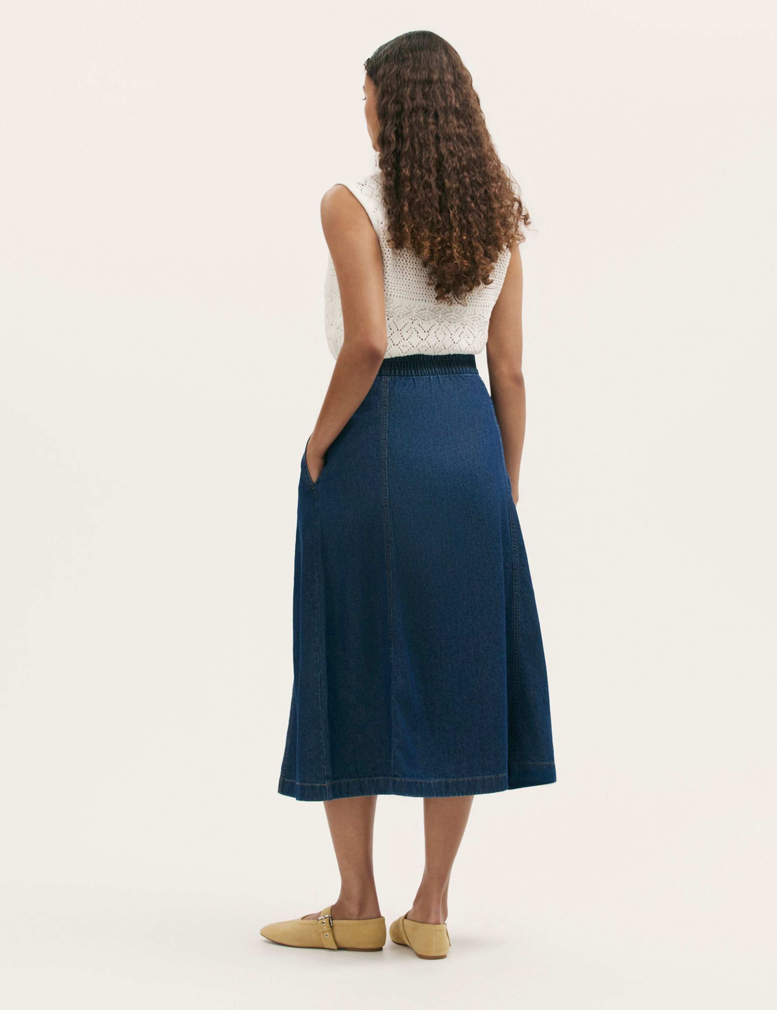 Pure Cotton Denim Midaxi Skirt 3 of 4