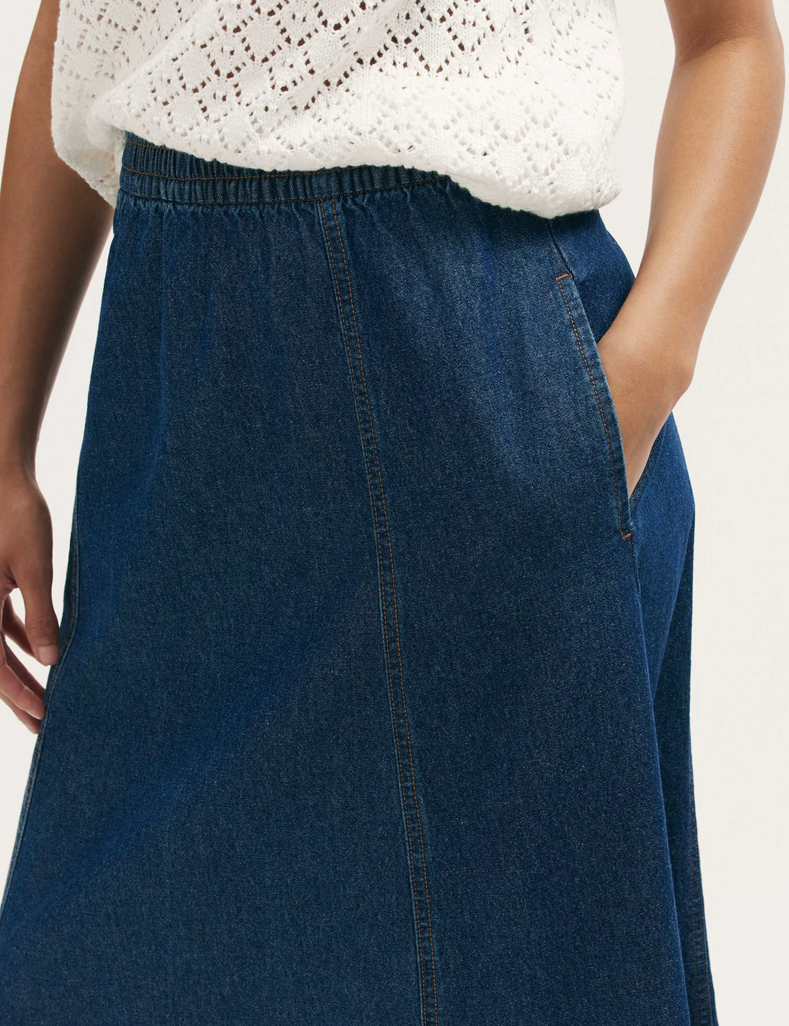 Pure Cotton Denim Midaxi Skirt 4 of 4
