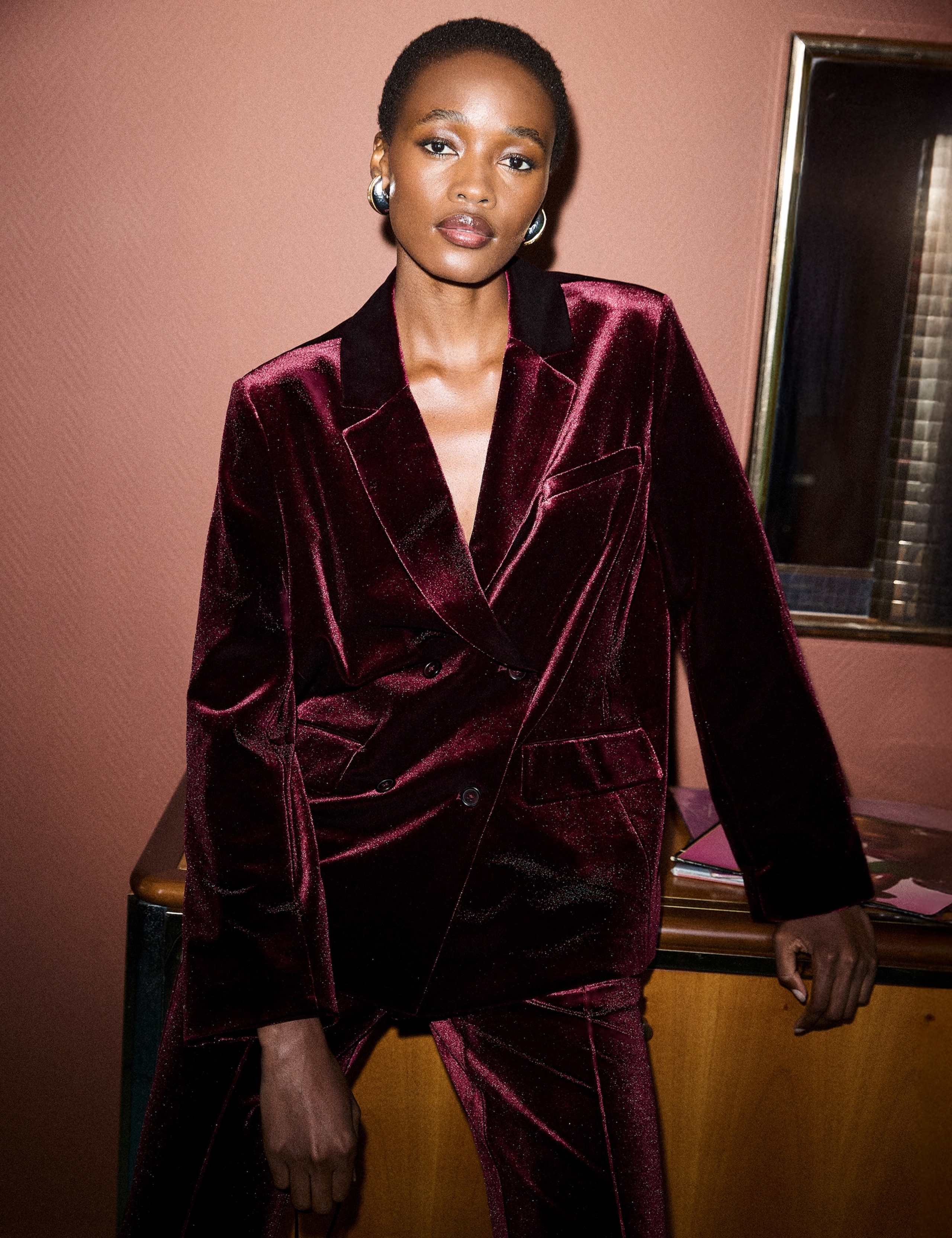 Velvet Straight Leg Trousers 3 of 4