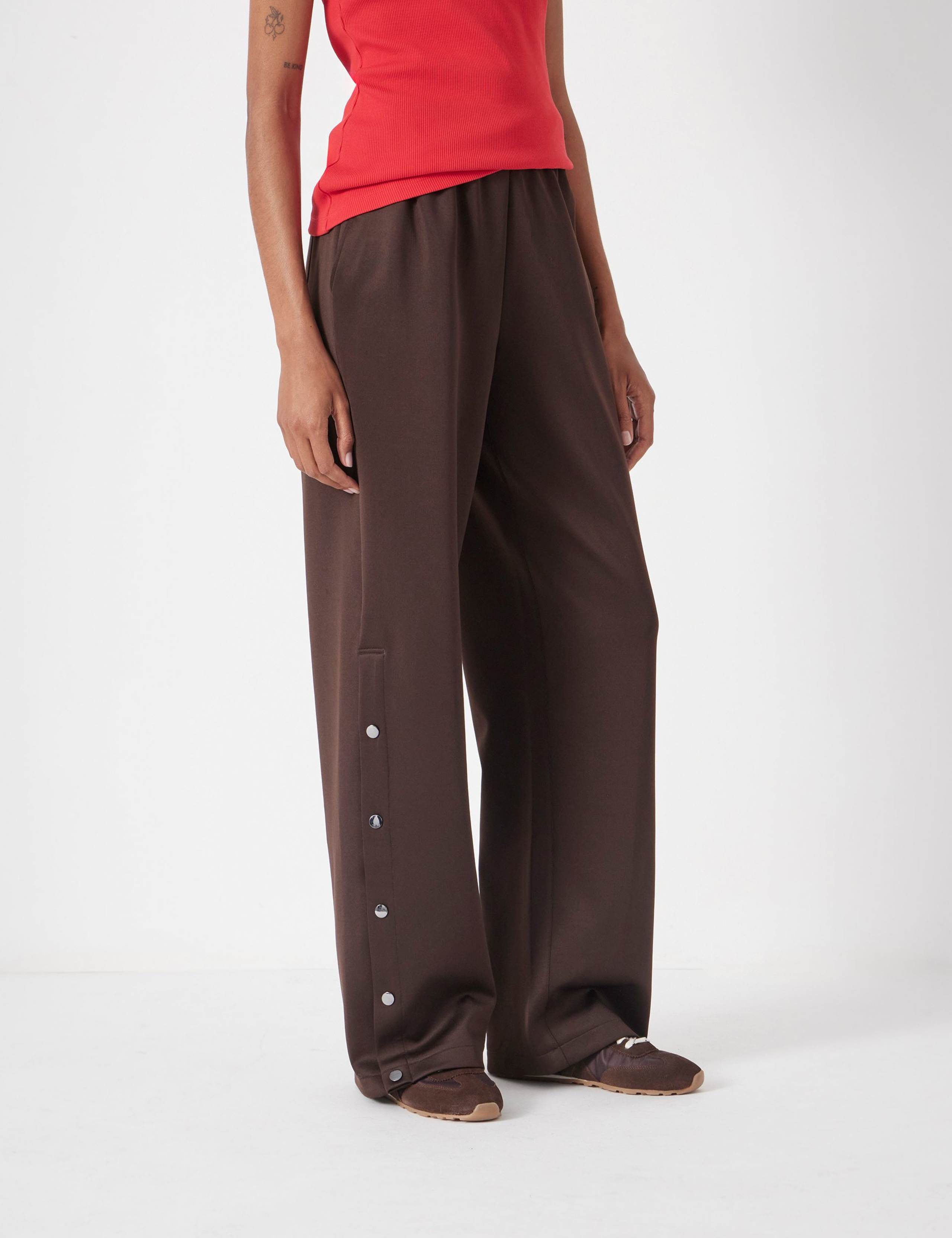 Cotton Blend Popper Detail Wide Leg Joggers 5 of 8