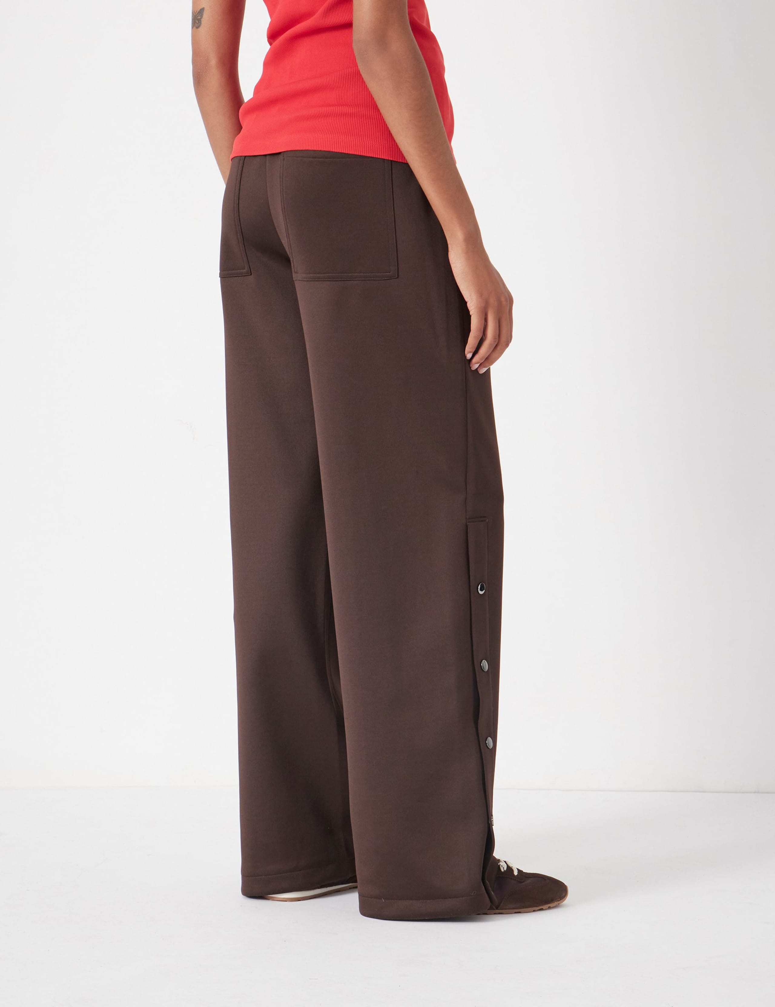 Cotton Blend Popper Detail Wide Leg Joggers 6 of 8