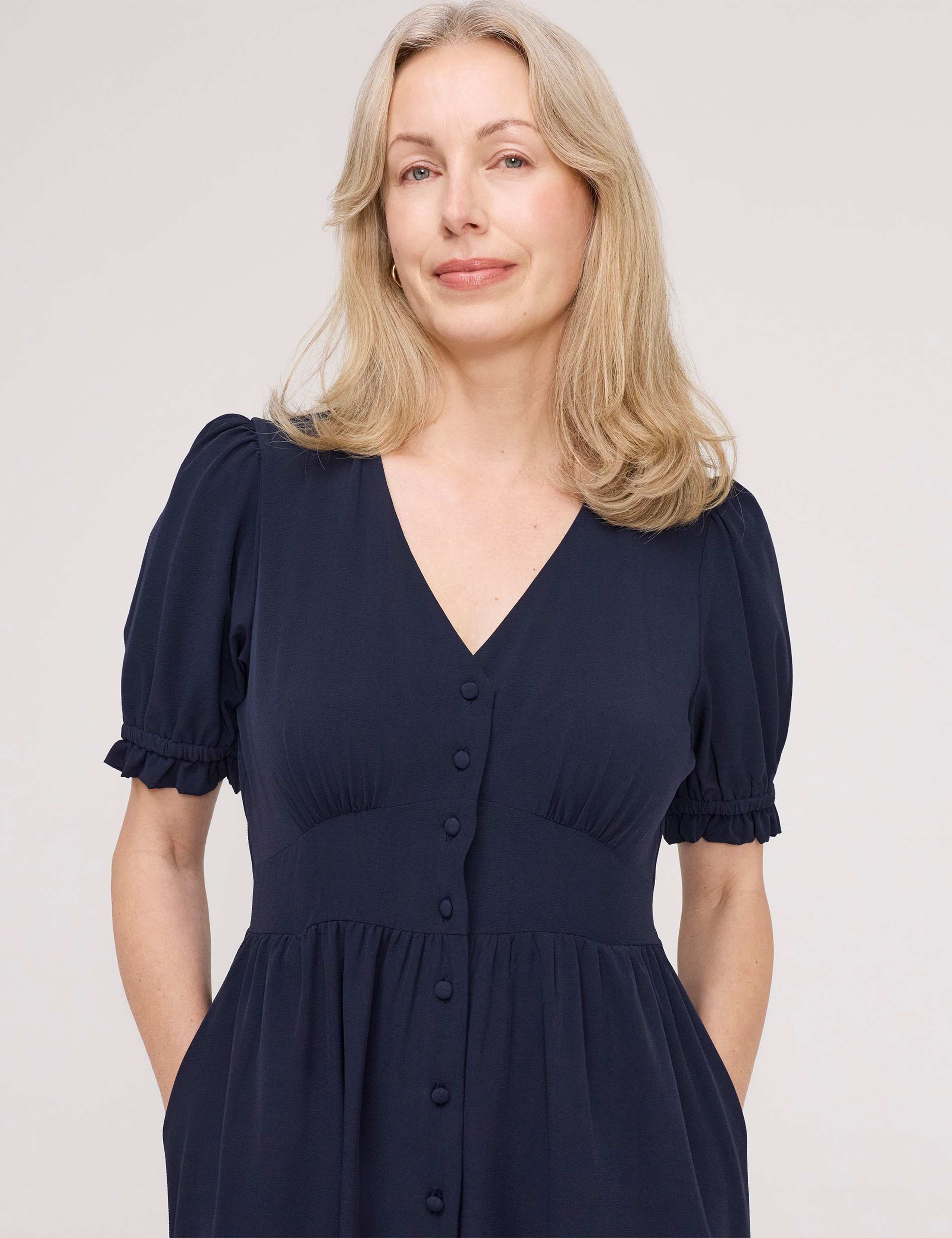 V-Neck Button Through Midi Tea Dress 5 of 5