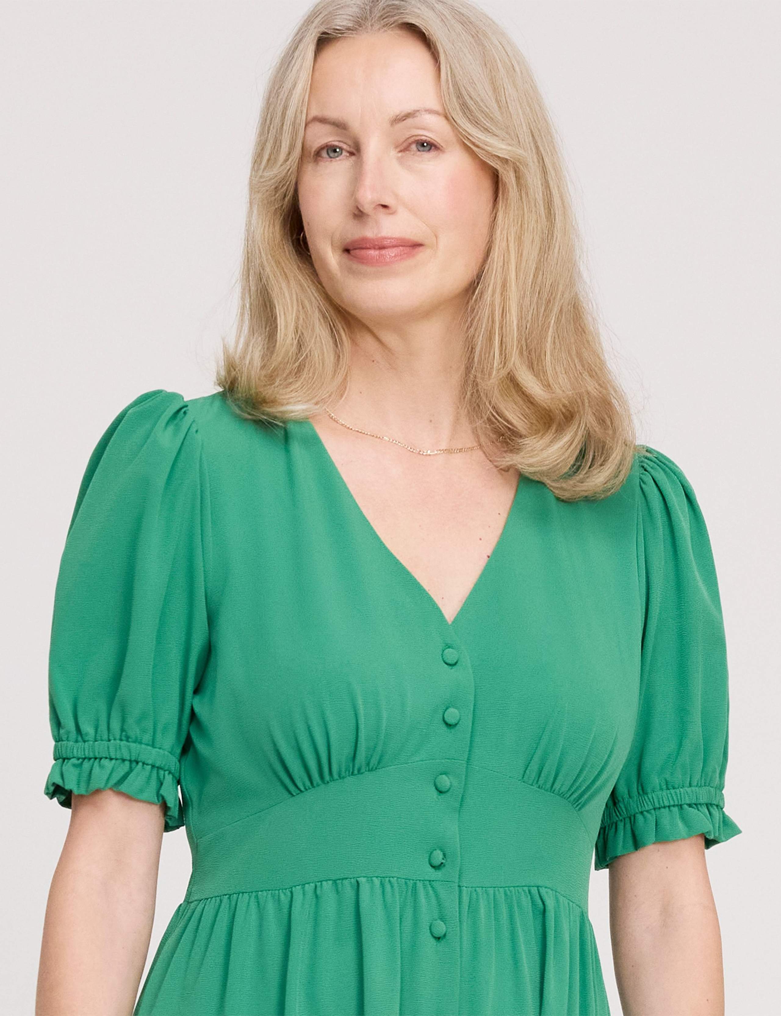 V-Neck Button Through Midi Tea Dress 5 of 5