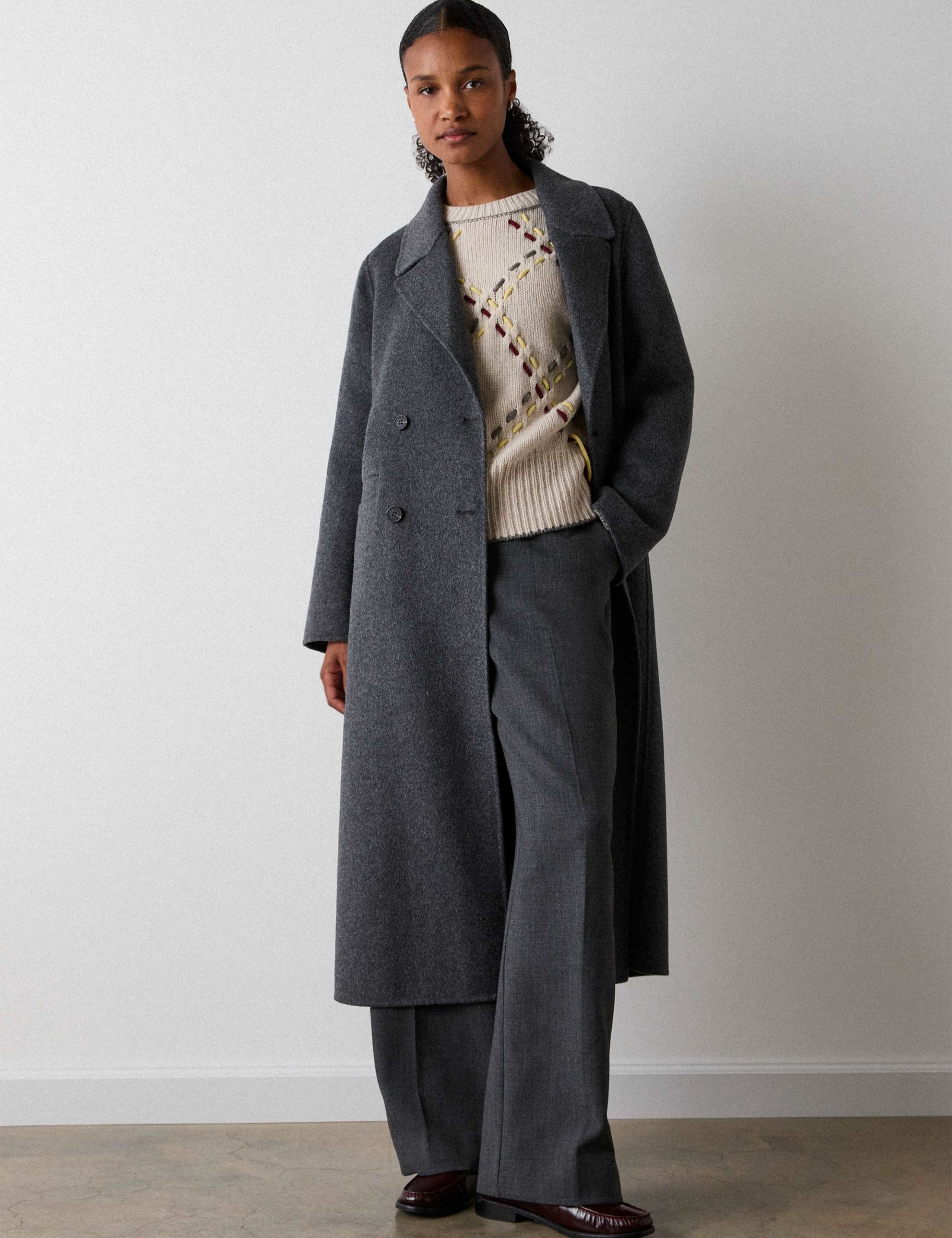 Double Faced Wool Rich Longline Coat 3 of 6