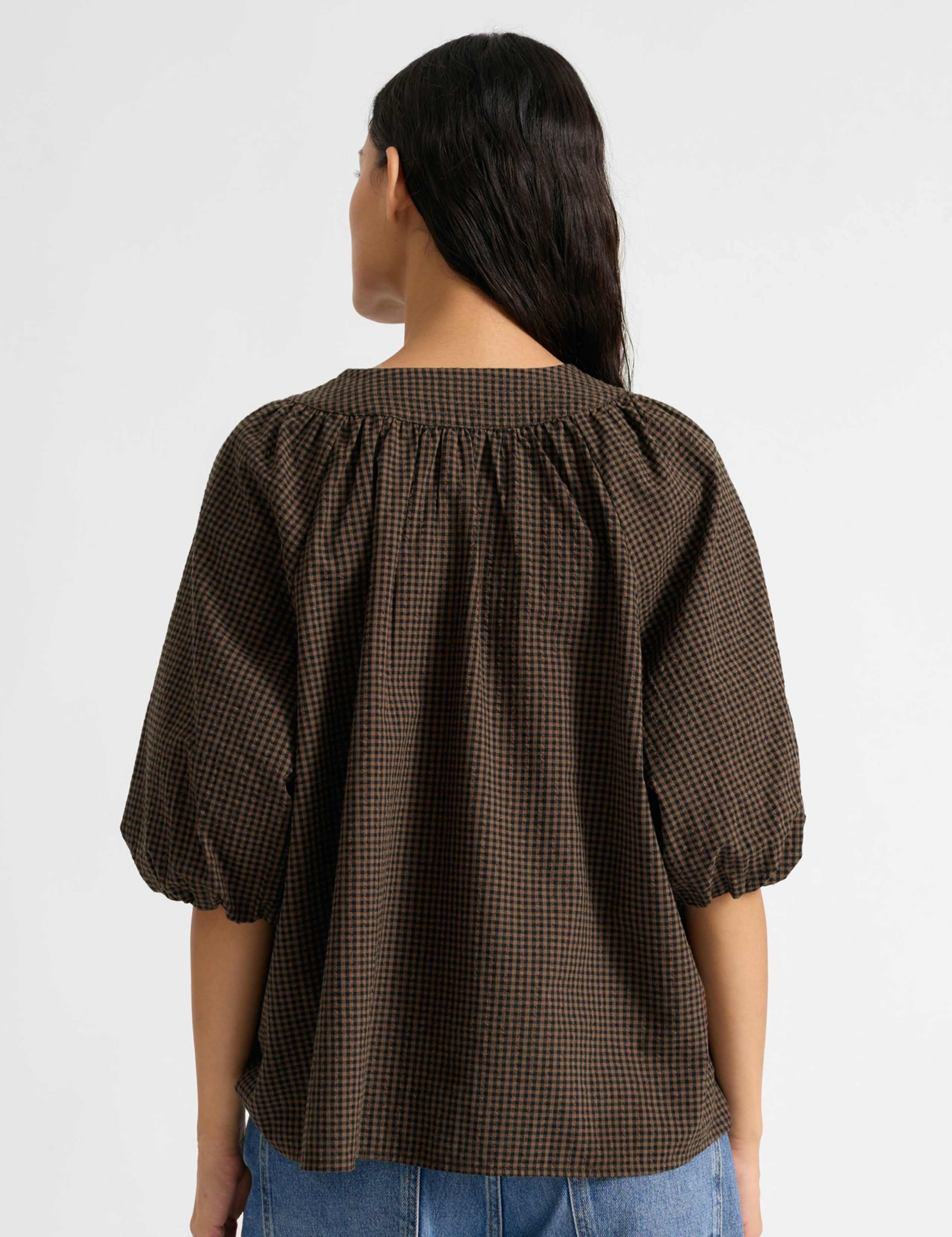 Cotton Rich Gingham Button Detail Top 4 of 5
