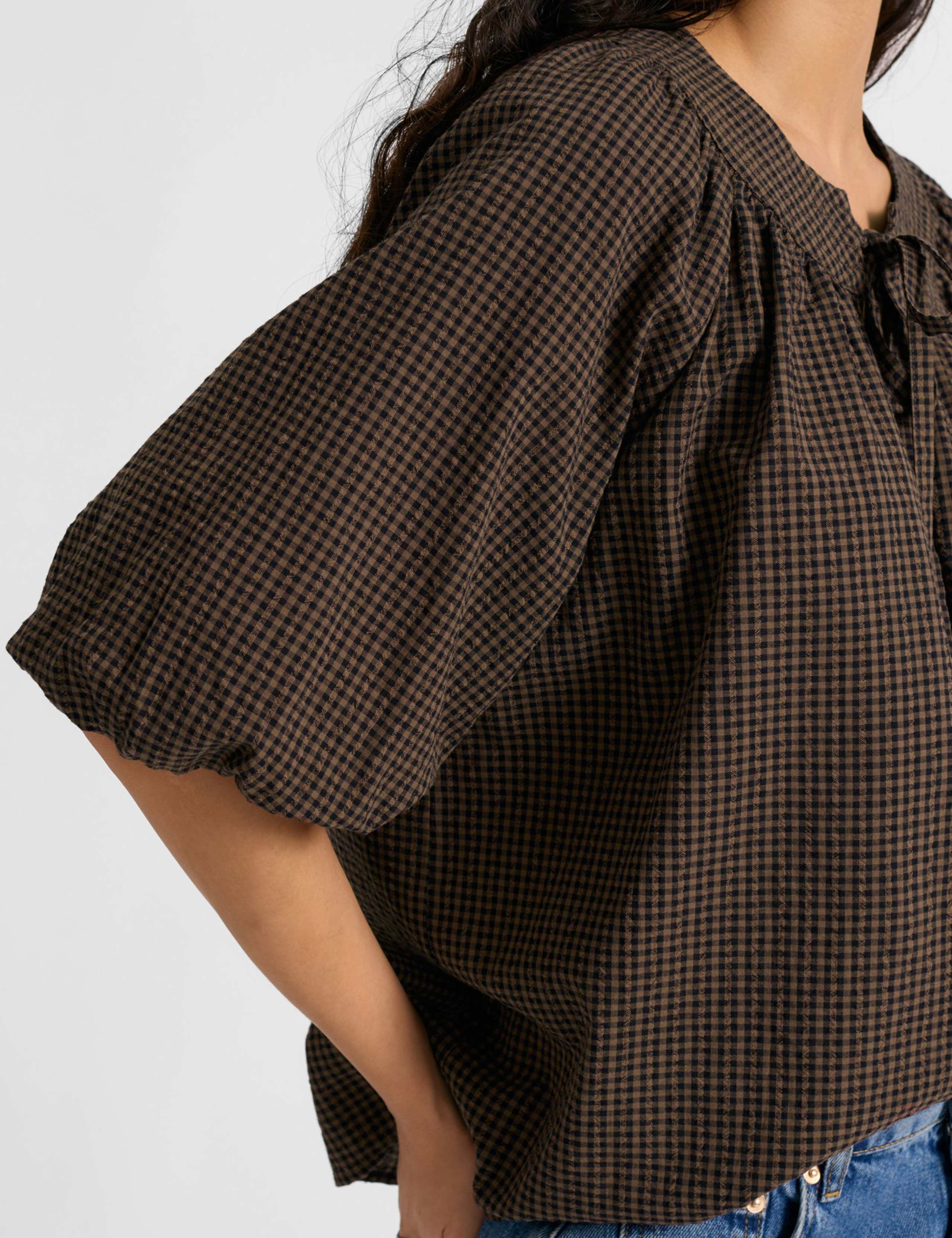 Cotton Rich Gingham Button Detail Top 5 of 5