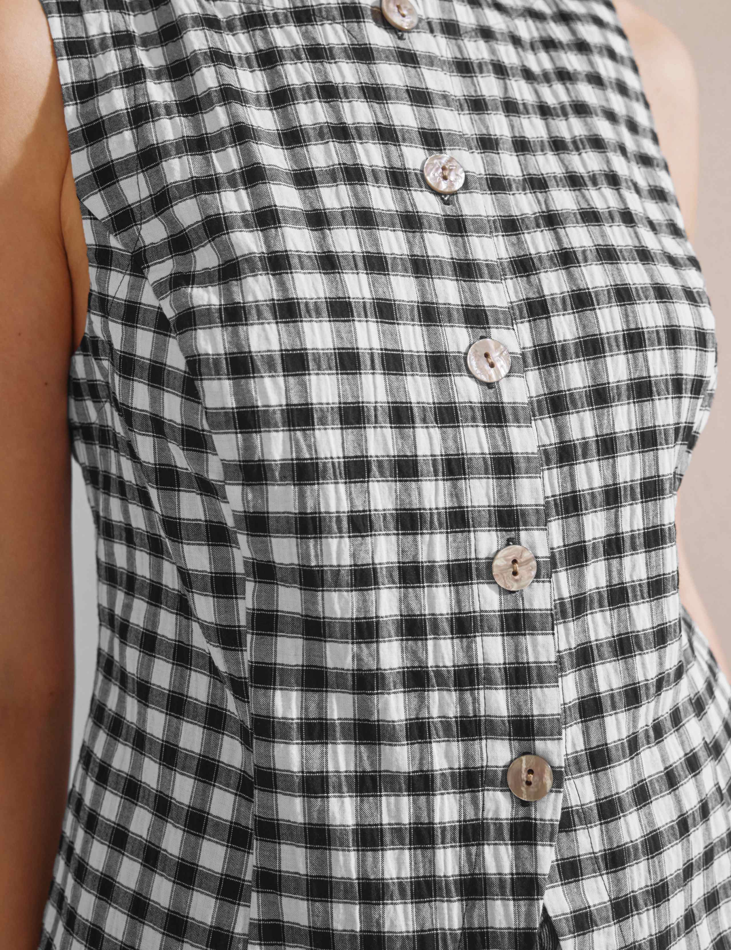 Cotton Rich Gingham Button Detail Top 7 of 8