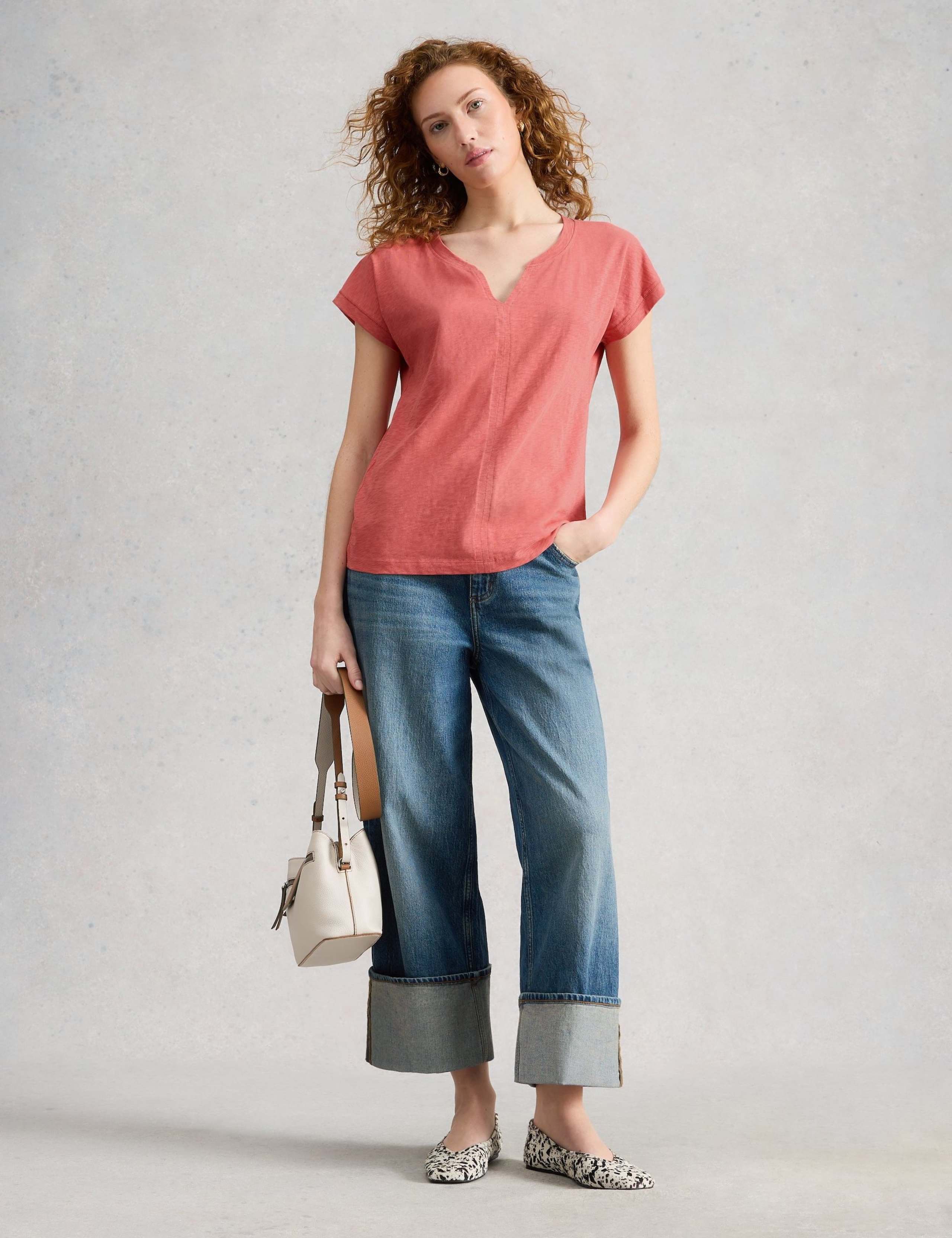 Pure Cotton Jersey V-Neck T-Shirt 1 of 6