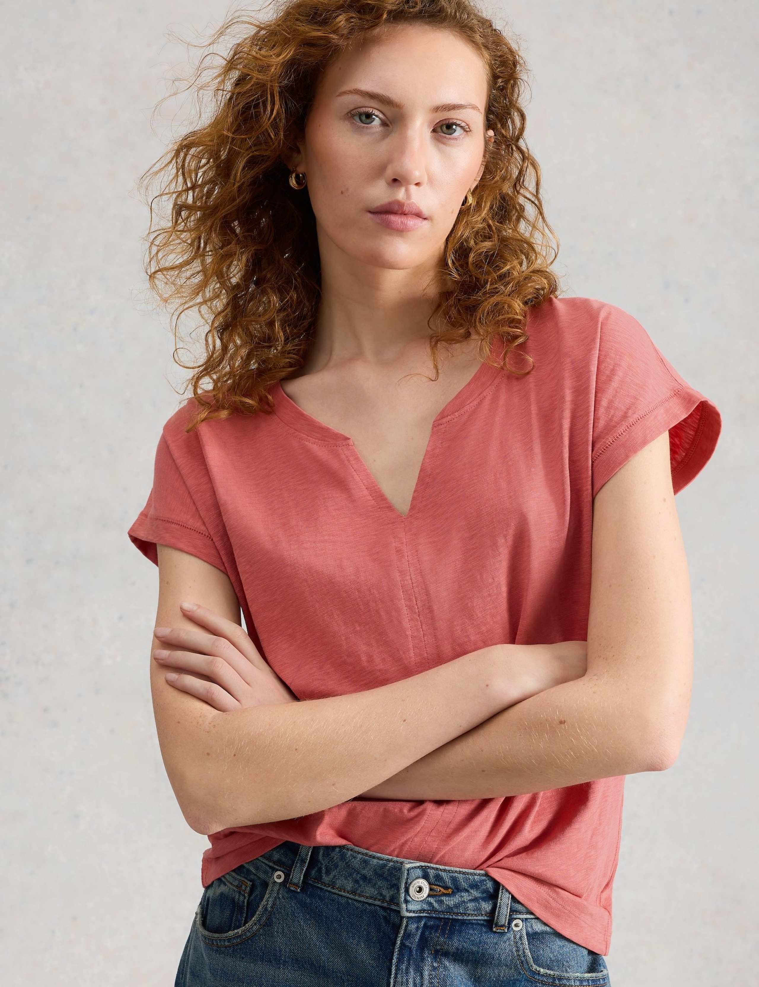 Pure Cotton Jersey V-Neck T-Shirt 6 of 6