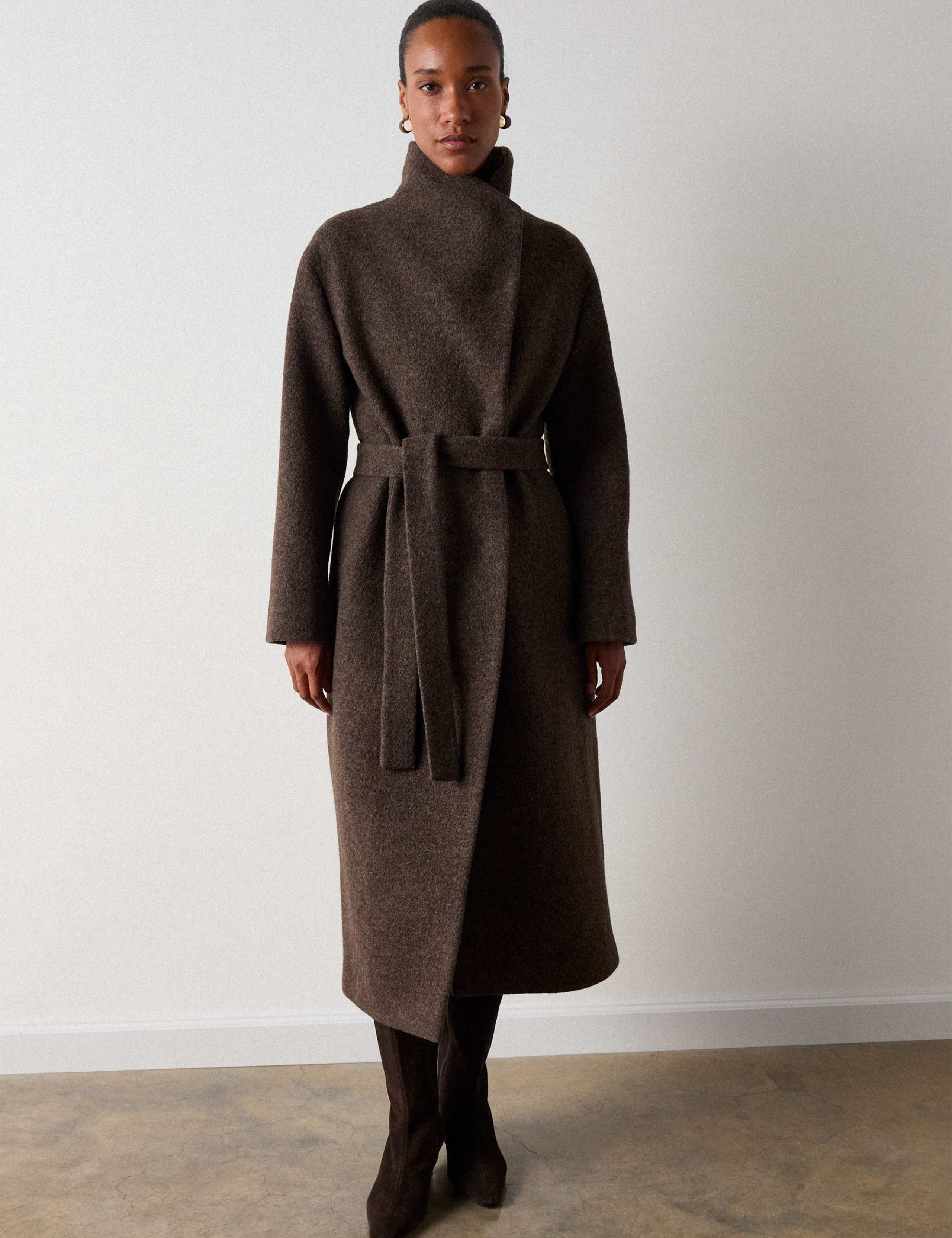 Pure Wool Funnel Neck Trench Coat 3 of 6