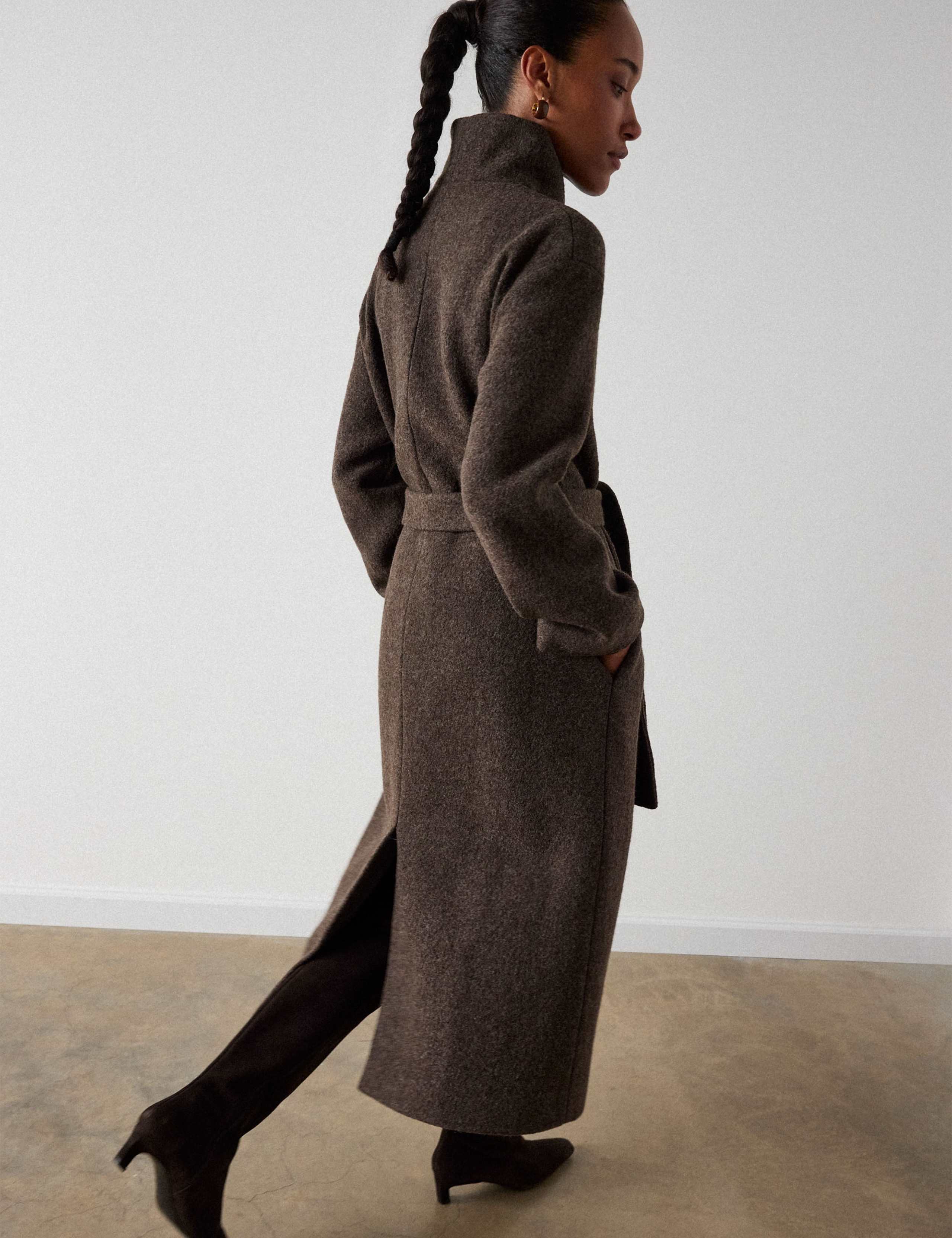 Pure Wool Funnel Neck Trench Coat 5 of 6