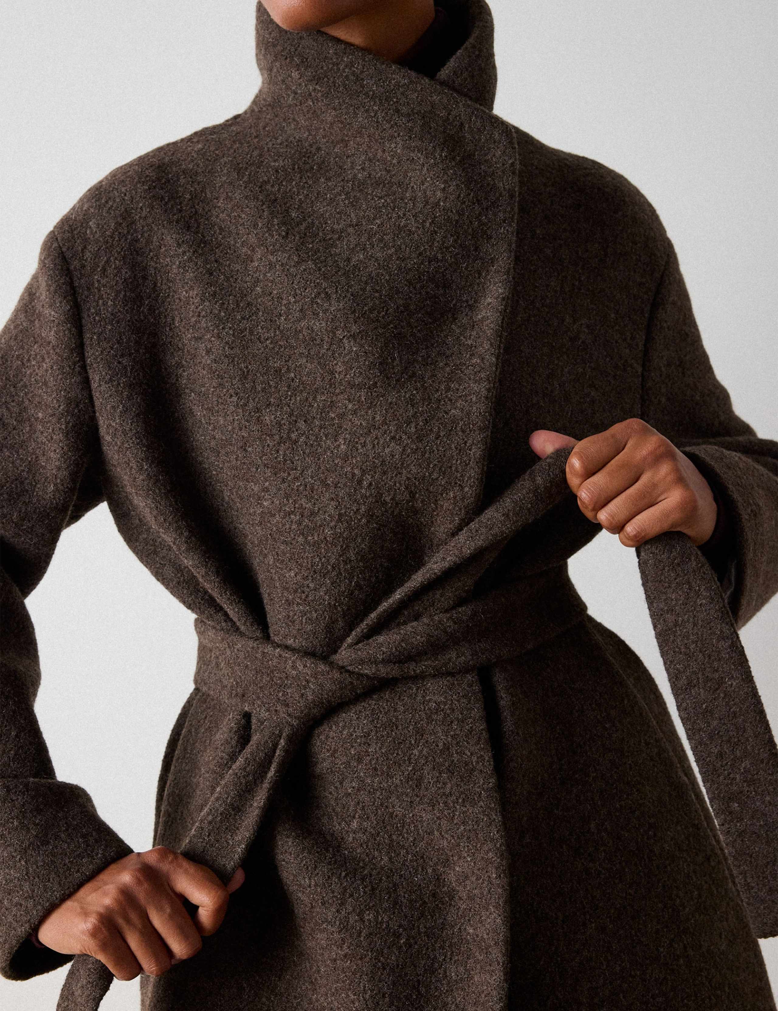 Pure Wool Funnel Neck Trench Coat 6 of 6